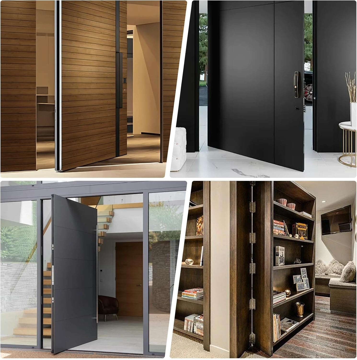 Hidden Door Hinge, 360&deg; Swing Pivot Hinges, 570Lbs Load-Bearing, Silent Operation, Stainless Steel Door Hinge Hardware Kit, Black Heavy Duty Door Hinges for Secret Door or Hidden Door Bookcase image number 6