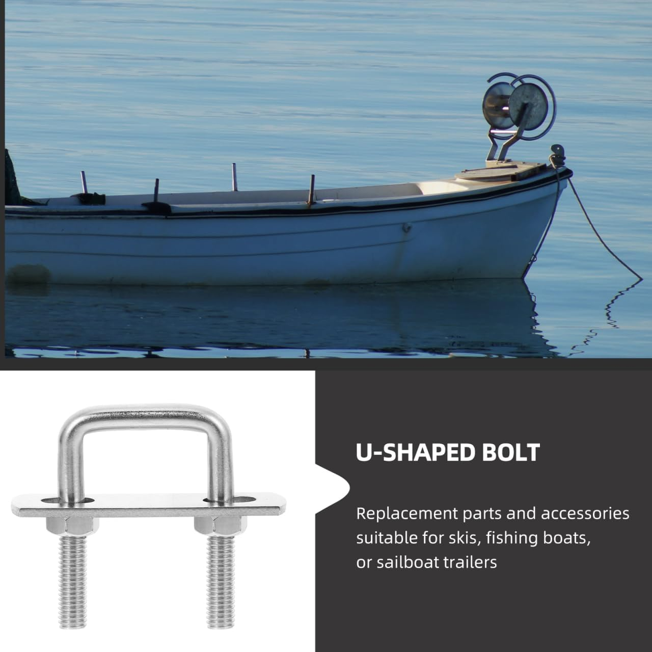 4Pcs Stainless Steel U Bolts 1-1/4 Internal Width Heavy Duty Square Bend U-Bolt Fasteners with Washers and Nuts for Trailer Boat Accessories image number 2