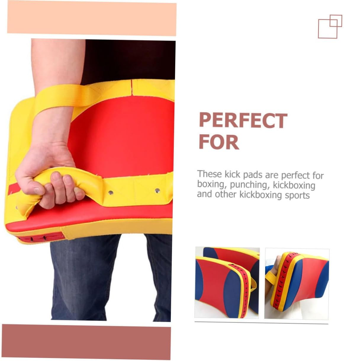 Taekwondo Kick Pad and Boxing Kick Protector Arc-Shaped Thickened Training Paddle Hand Grip Large Size Triple Color for Martial Arts Kickboxing Practice image number 3