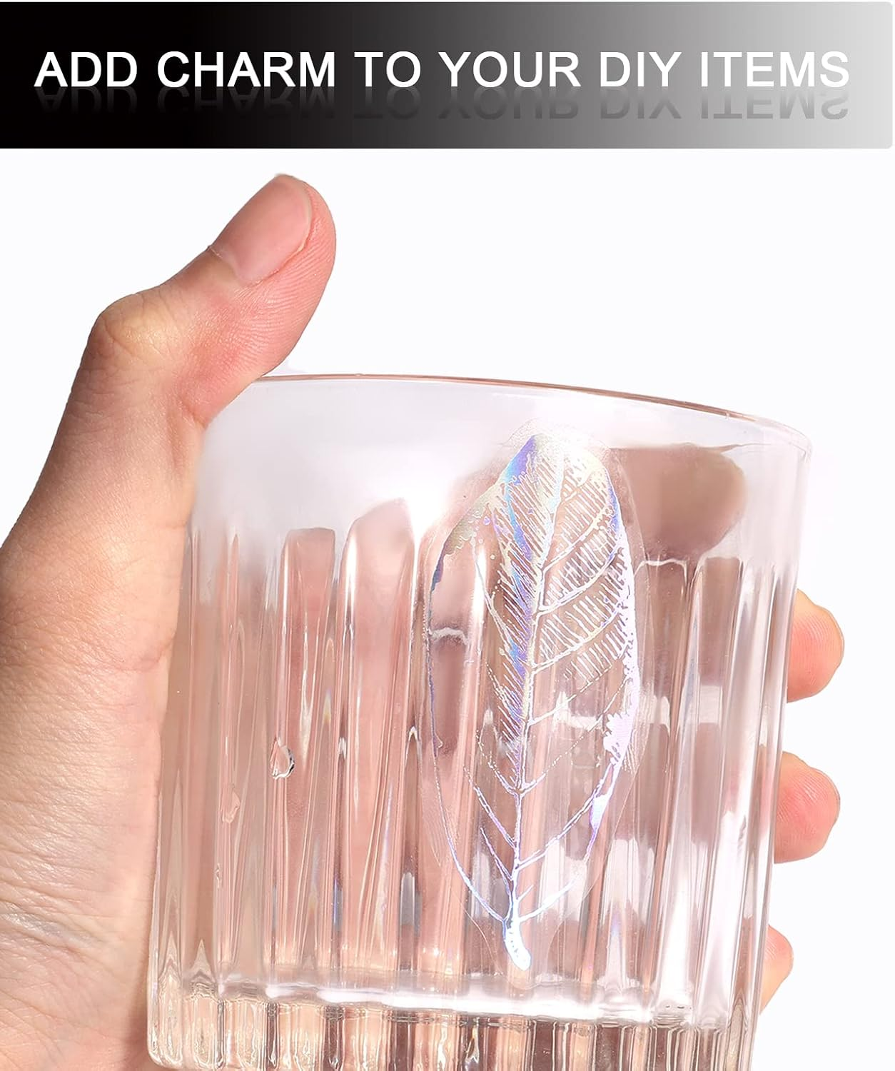 KINBOM 45Pcs Holographic PET Waterproof Glitter Resin Translucent Stickers - Transparent Adhesive for Scrapbooking, Diary, Daily Planner, Water Bottle (Leaf) image number 4