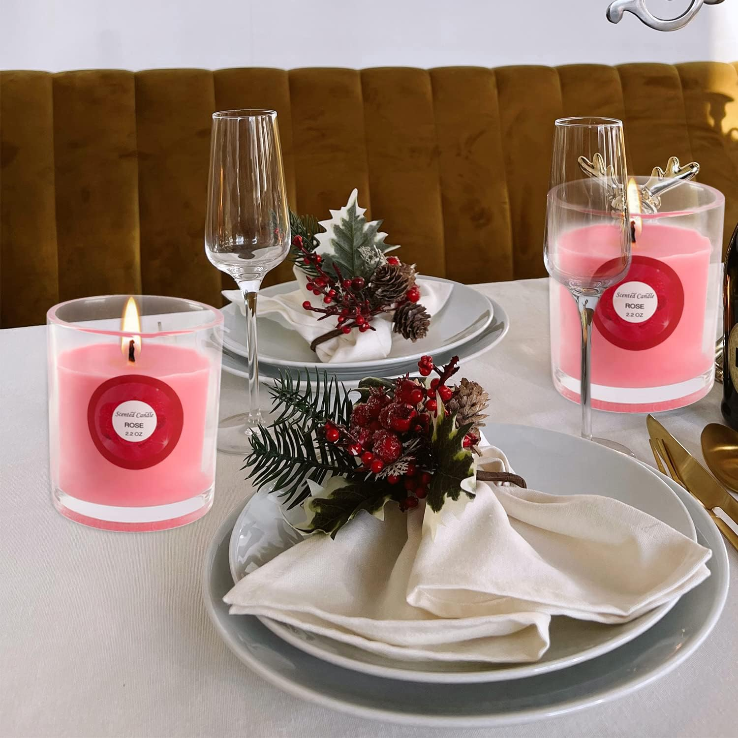 20 Pack Strong Scented Candles Gift Set with 10 Fragrances for Home and Women, Aromatherapy Soy Wax Glass Jar Candle - Rose image number 5