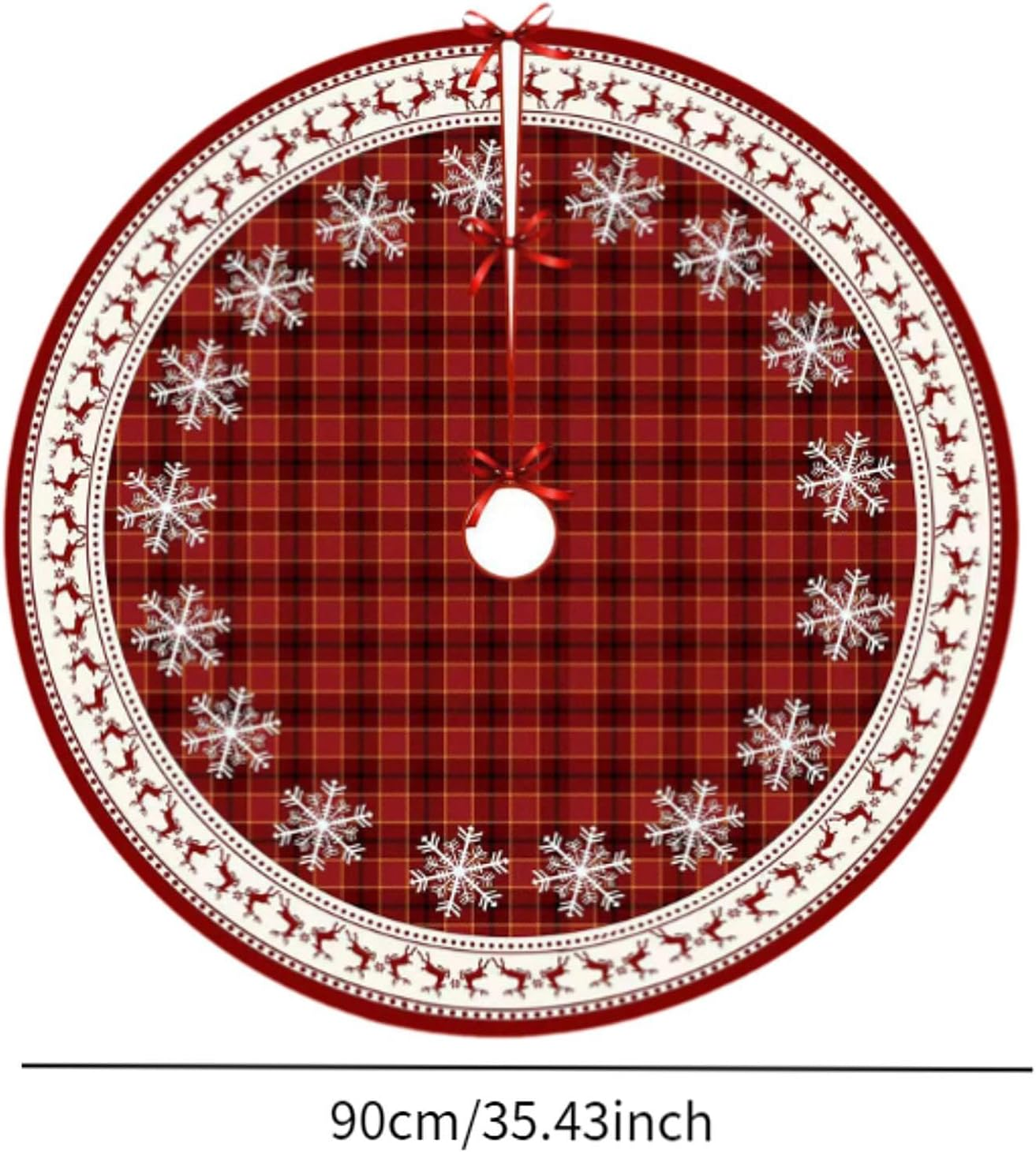 35Inch Christmas Tree Skirt,Winter Holiday Tree Mat Snowflake Elk Decorative Xmas Tree Base Cover Xmas Tree Skirt for Bedroom image number 2