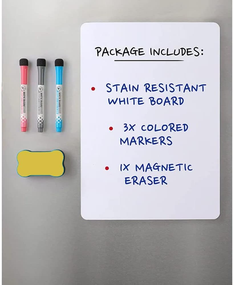 Magnetic Whiteboard for Fridge, 12 X 8 Inches Magnetic Dry Erase Whiteboard Sheet for Refrigerator, Magnetic Dry Erase Board Sheet with Eraser