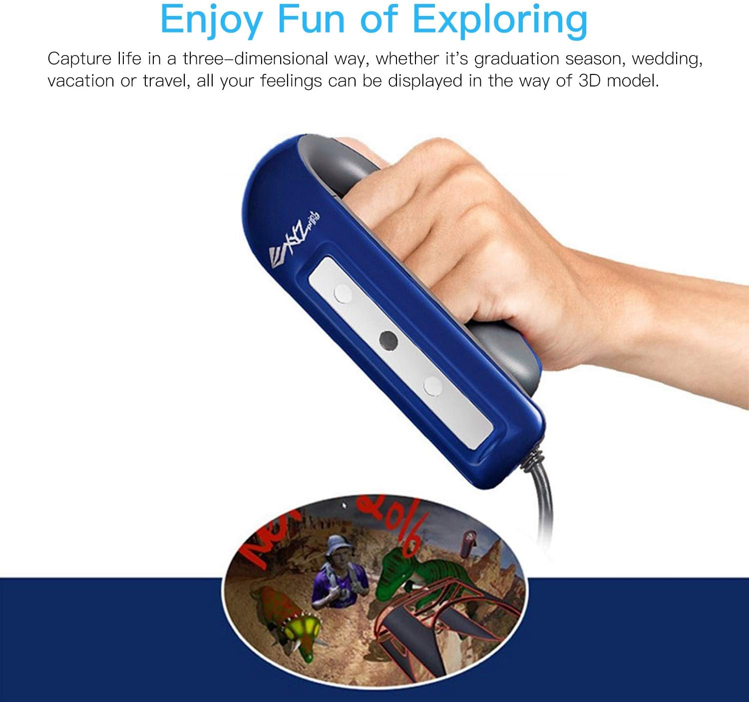 Mingzhe Handheld Full Color 3D Scanner 2.0 3D Modeling Scanner High Precise USB Plug & Play Support OBJ/PLY/STL Output Compatible with Windows Mac for 3D Printing Industrial Design Modelin image number 2