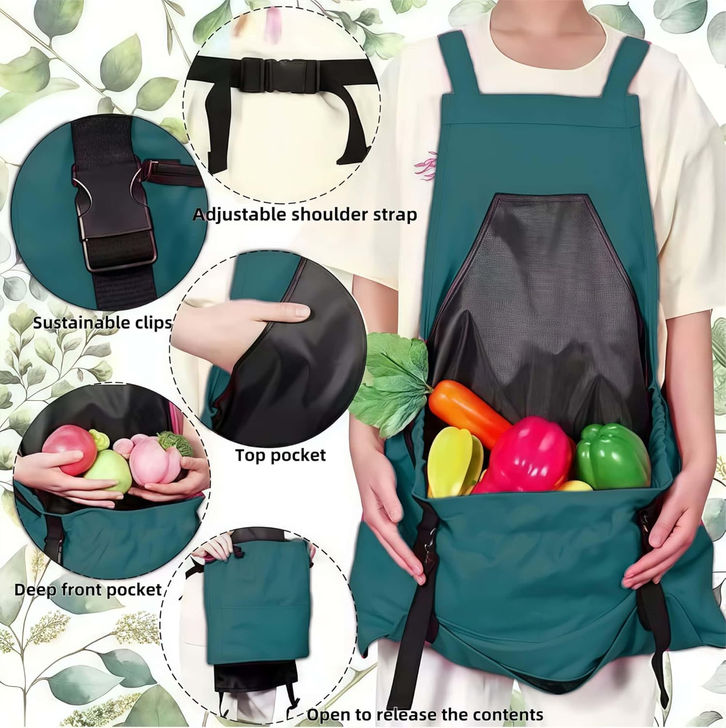 ARREBOL Unique Gardening Apron Gifts with Pockets & Harvest Basket for Women, Men, Gardeners image number 3