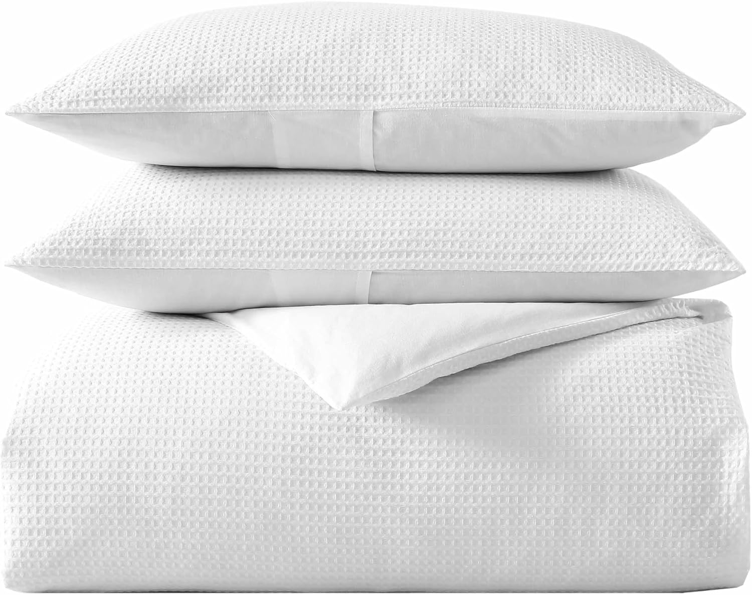 Vera Wang - King Duvet Cover Set, Luxury Cotton Bedding with Button Closure, Includes Matching Shams (Waffle Pique Pewter Grey, King)