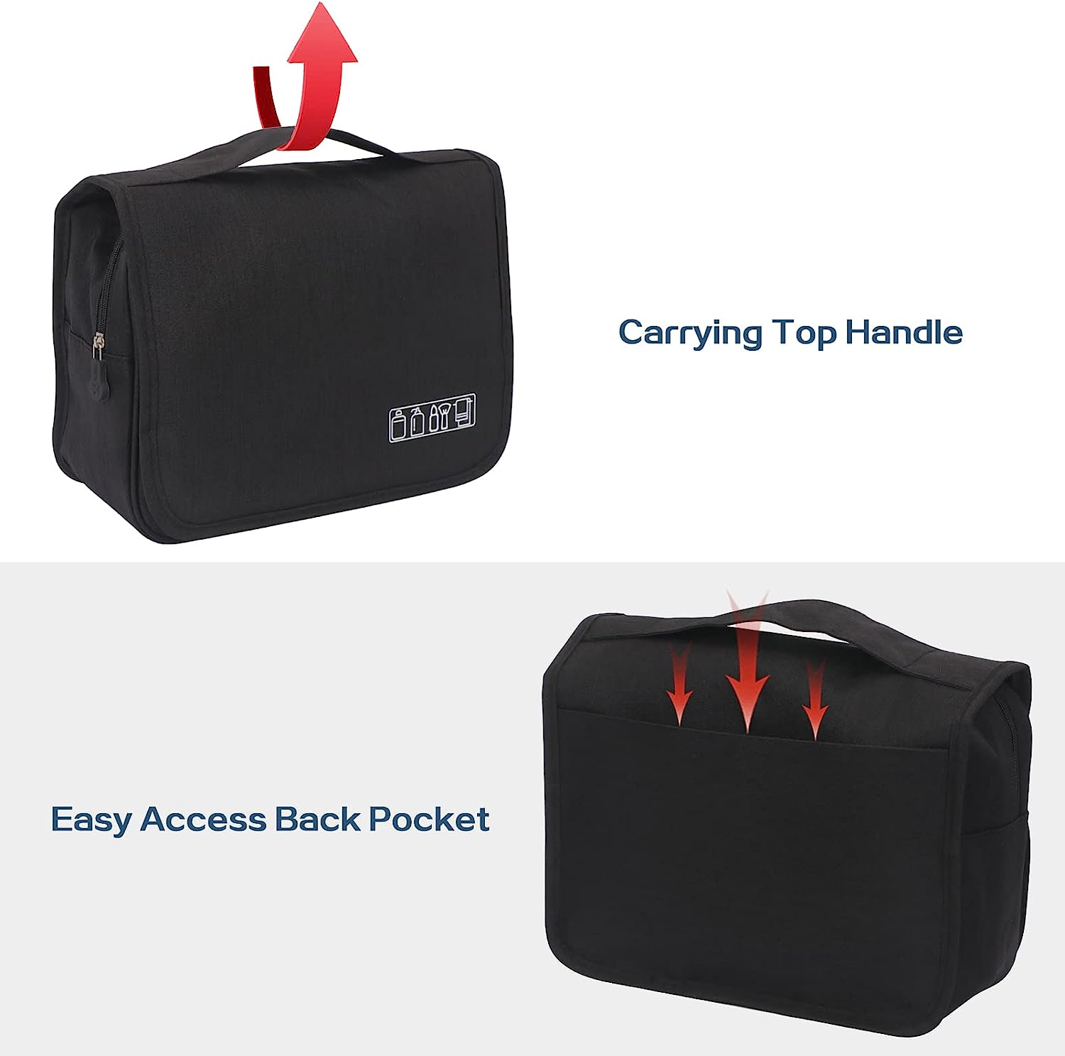 Simpolor Hanging Toiletry Bag, Large Capacity Men'S and Women'S Cosmetic Bag, Waterproof Portable, 23.5 X 9 X 19Cm, Black image number 4