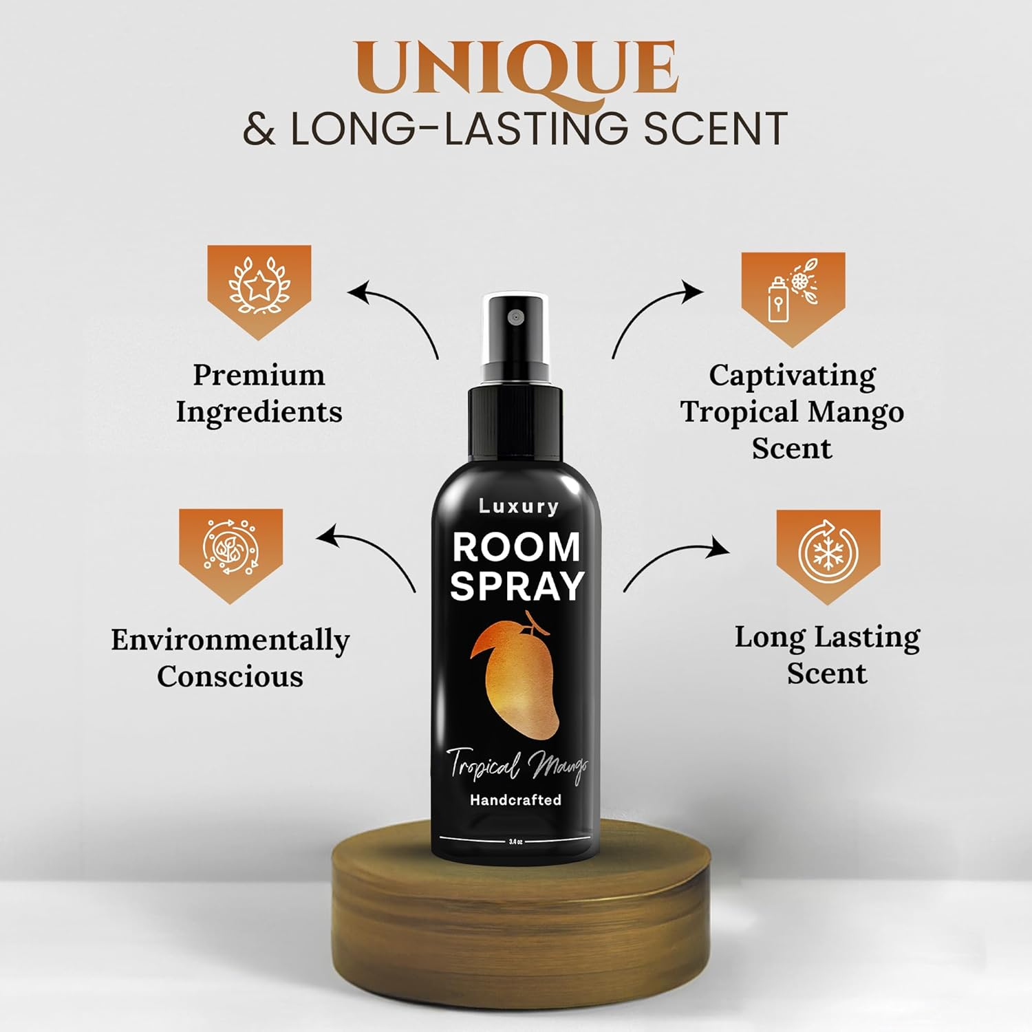 605Products - Tropical Mango Air Freshener - Room Spray for Home, Bathroom, and Bedroom - Long Lasting Odor Eliminator with Essential Oils and Natural Ingredients - Home Fragrance Essential - 2 Pack