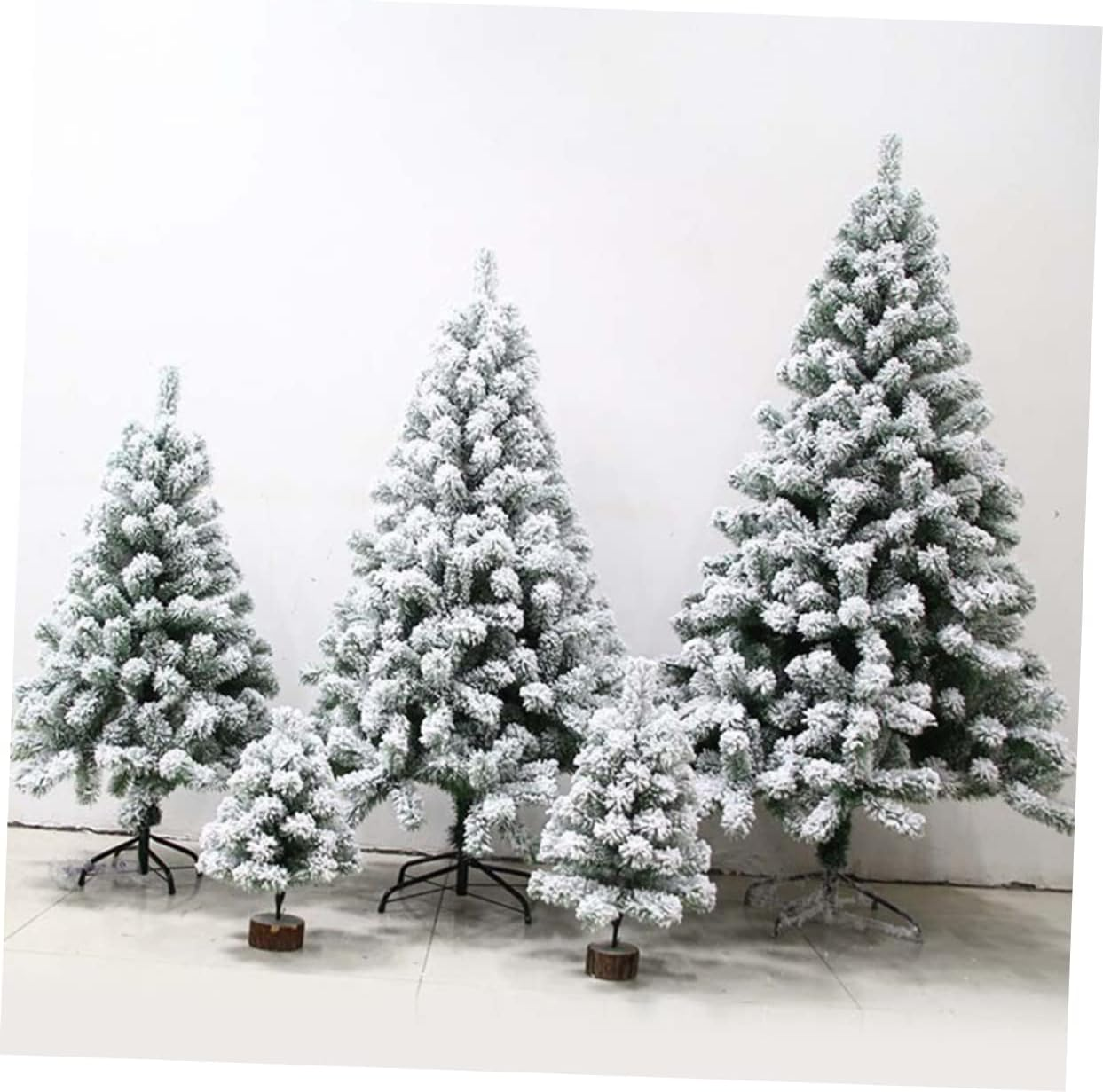 Artificial Flocked Christmas Tree Decor White Slim Tree for Xmas Home Decoration Indoor Outdoor Use Random Style image number 4