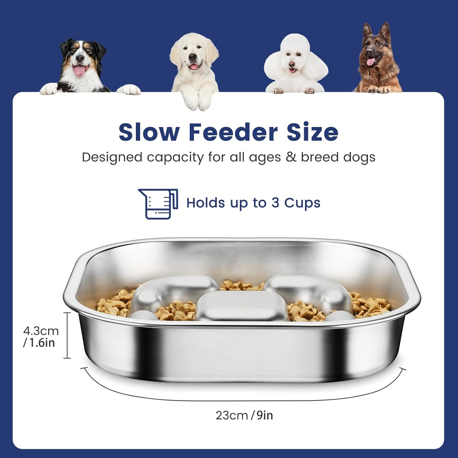 PETTOM Slow Feeder Dog Bowl, Stainless Steel Dog Bowls to Slow down Eating, Puzzle Feeders for Dogs Puppys Stop Bloat anti Gulping Healthy Eating image number 2