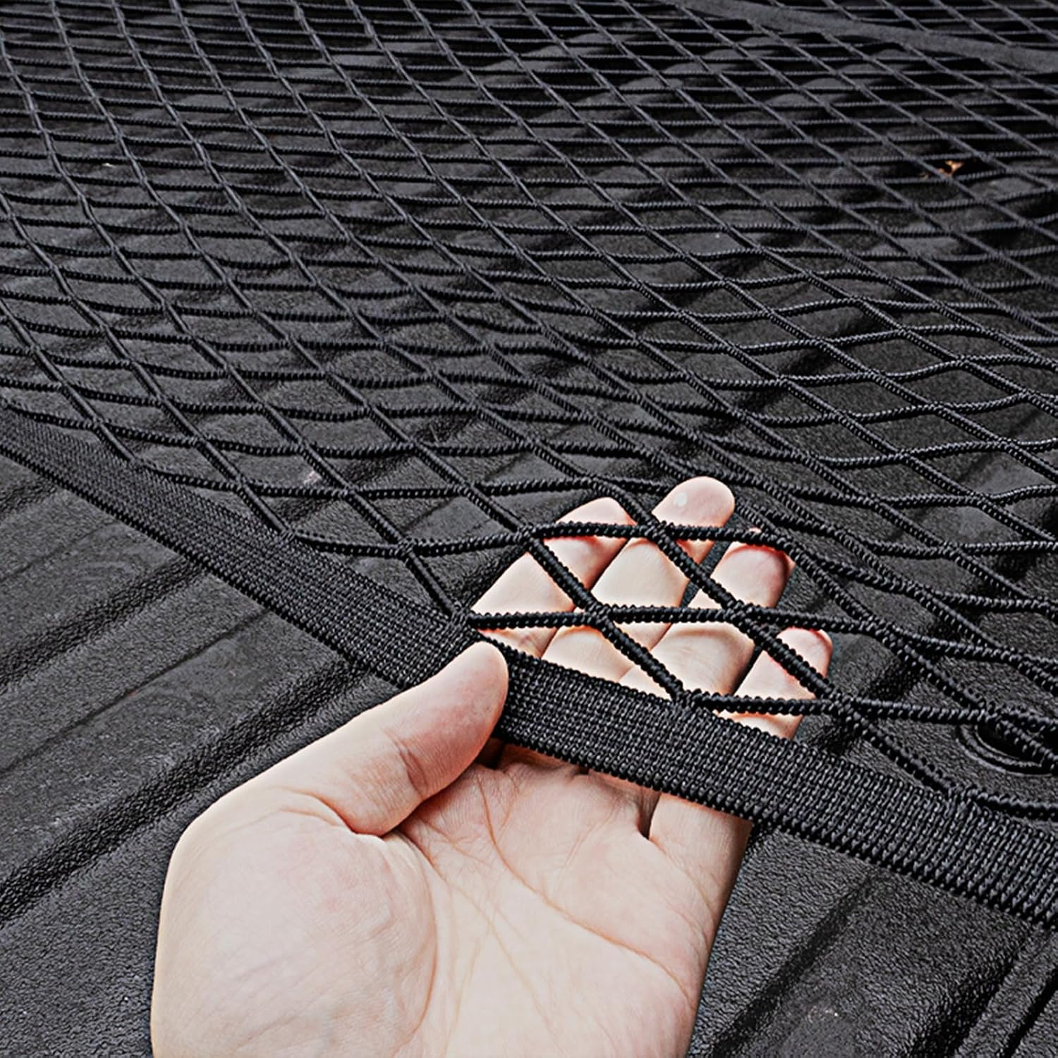 Highly Elastic Cargo Net, Simple Pickup Truck Bed Cargo Mesh Organiser, Suitable for Trailer,Ford,Chevrolet,Dodge Truck Bed Daily Light Loads of Trucks Accessories, 4'X4' Stretches to 7'X7' image number 6