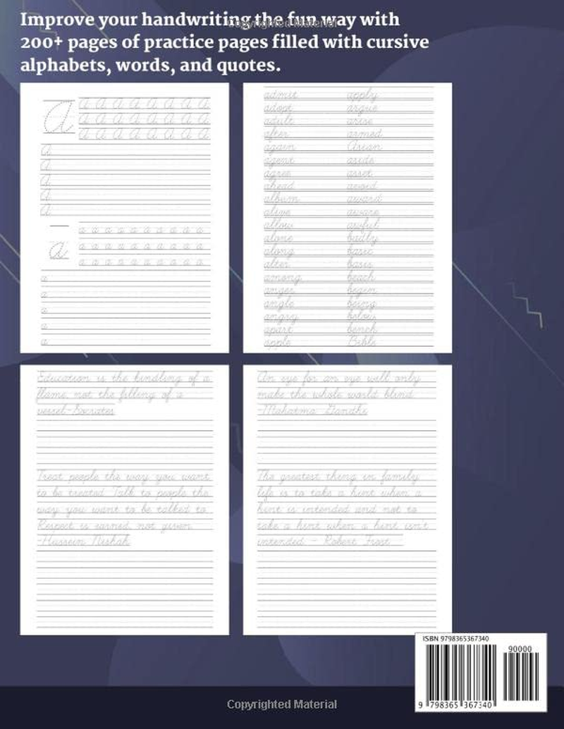Cursive Handwriting Workbook for Adults - 200+ Pages of Handwriting Practice for Adults: Cursive Workbook - Hand Writing Practice Books for Adults. ... for Adults. Improve Handwriting for Adult image number 1