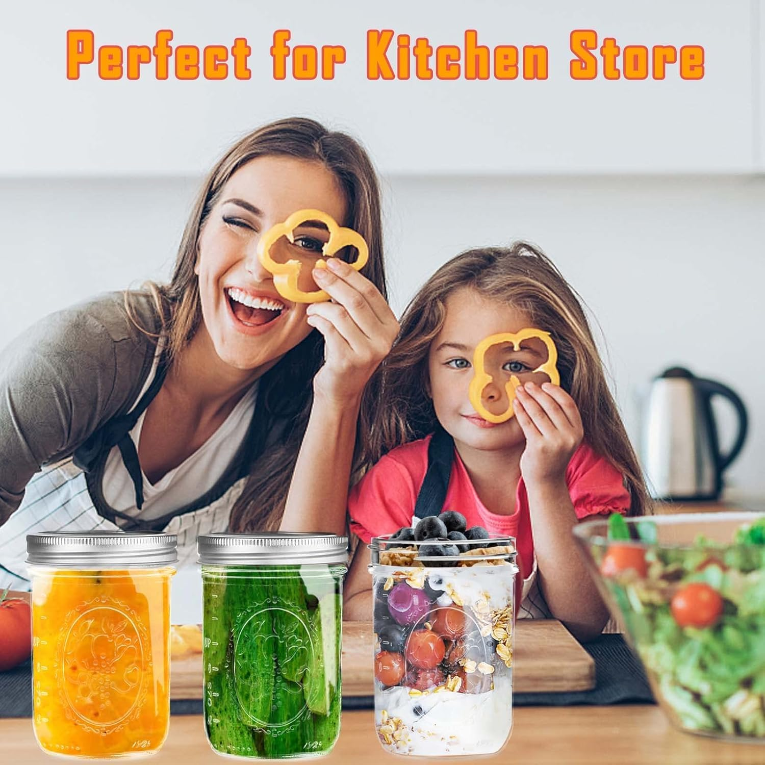 16 Oz Wide Mouth Mason Jars Mason Jars with Airtight Lids and Bands for Canning, Fermenting & Pickling (4) image number 2