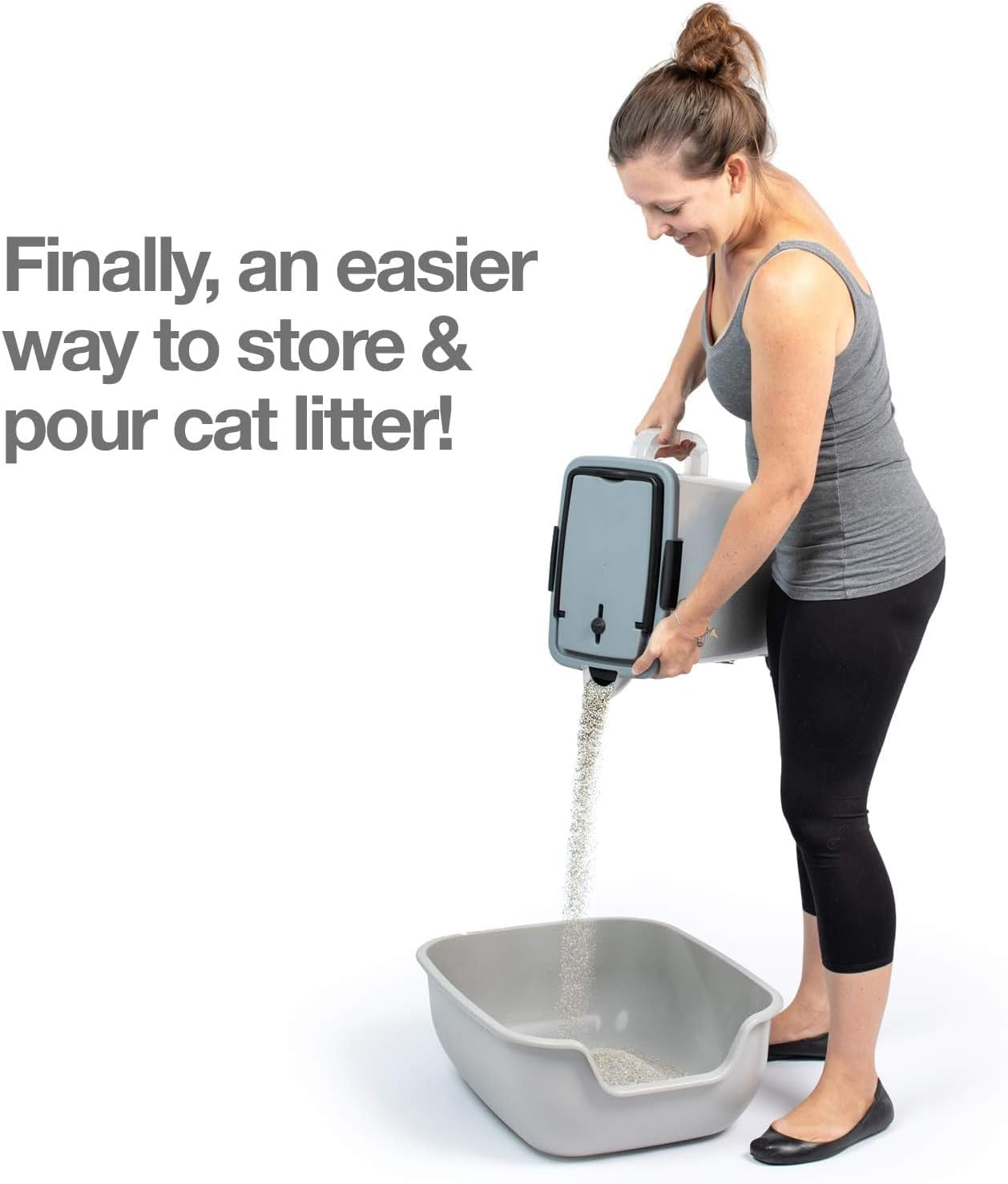 Petfusion Betterbin Portable Litter Storage Container (16.5 X 11.7 X 19) | Holds up to 25 Lbs/10 Gallons, Great for Dry Dog and Cat Food | Adjustable Spout, Back & Top Handles, Heavy Duty Wheels image number 2