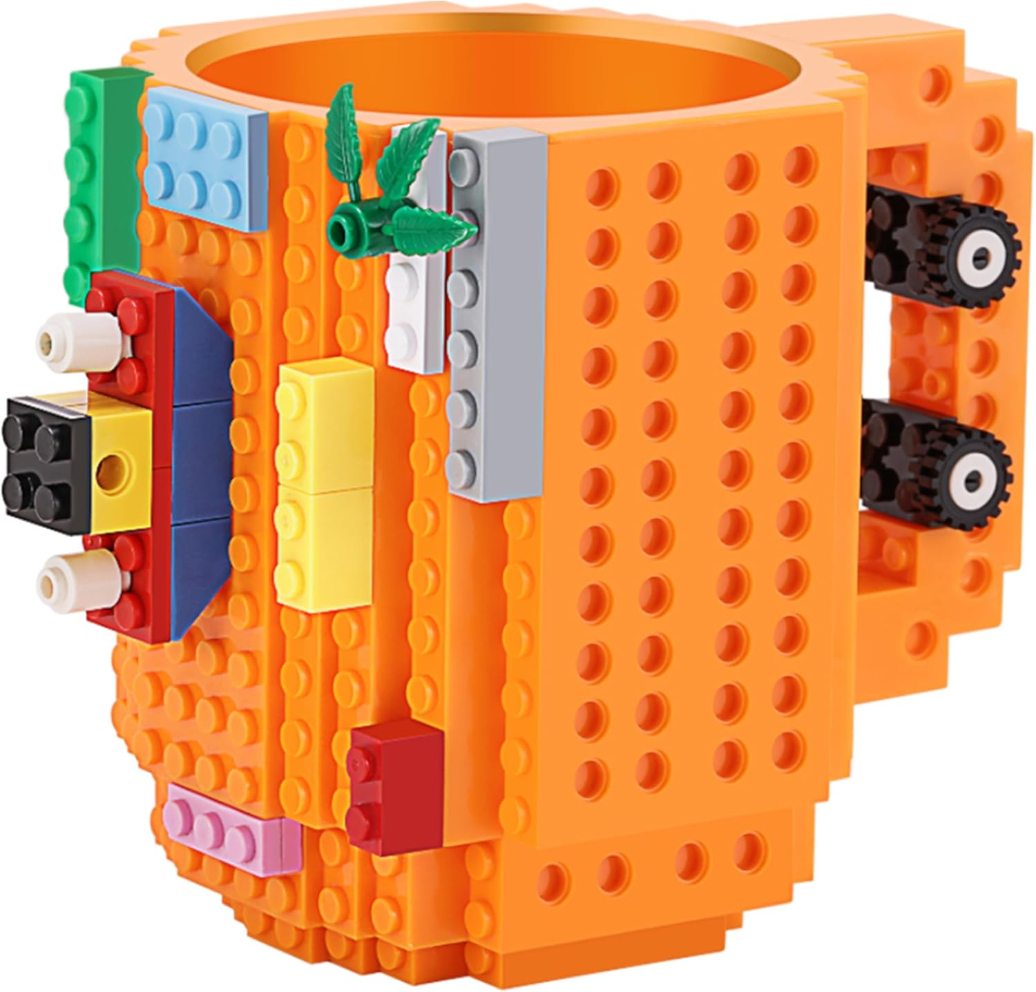 DEEXITO Build-On Brick Coffee Mugs,Creative DIY Cup with Building Blocks Randomly,Novelty Gifts for Kids Adults Birthday Xmas,Green