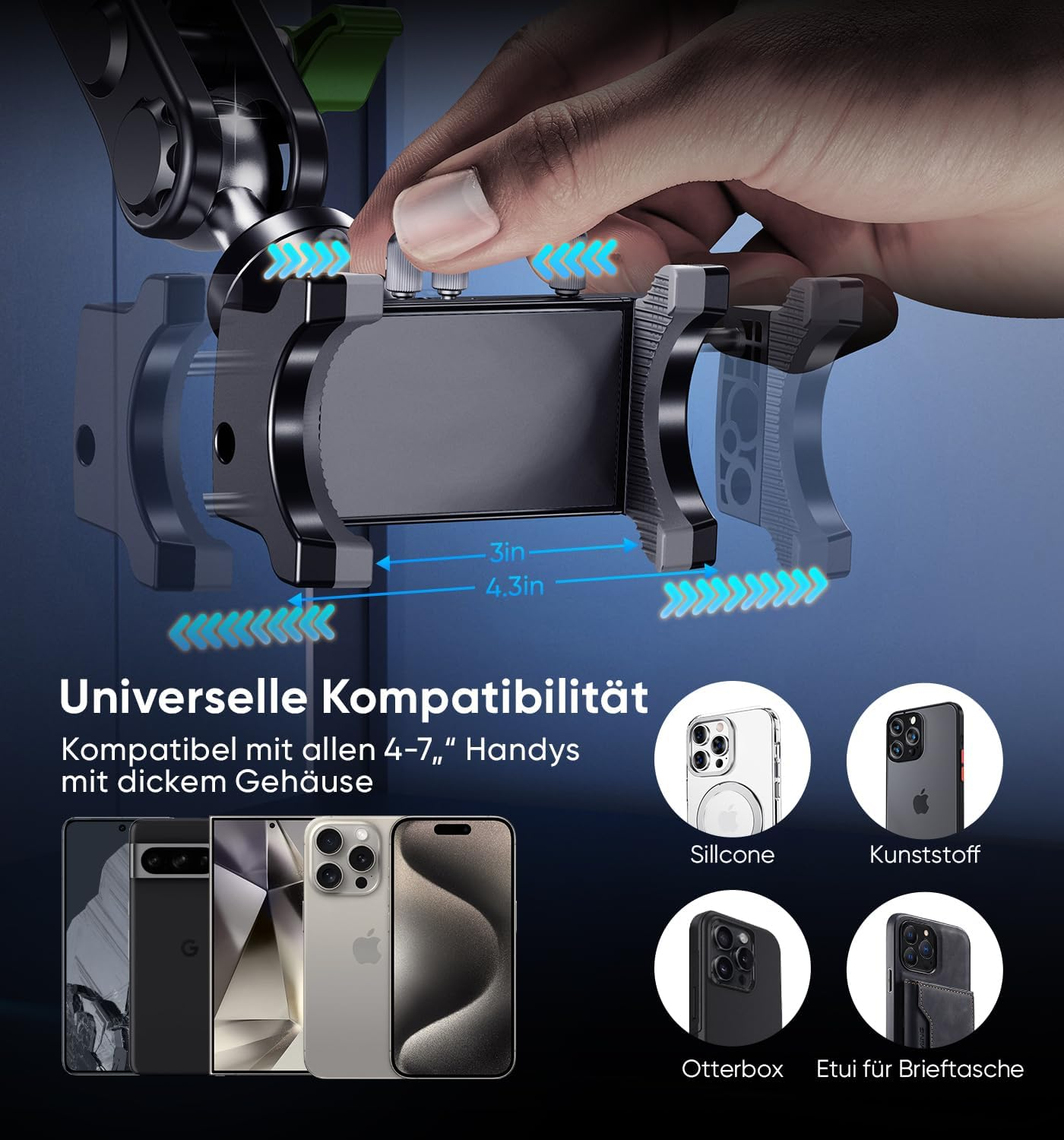 MAGIC JOHN Mobile Phone Holder Car, 360&deg; Rotatable Car Phone Holder, Strongest Suction Power and Stable Clamp, Car Mobile Phone Holder for Iphone Samsung, Car for 4-7 Inch Smartphone (Long) image number 4