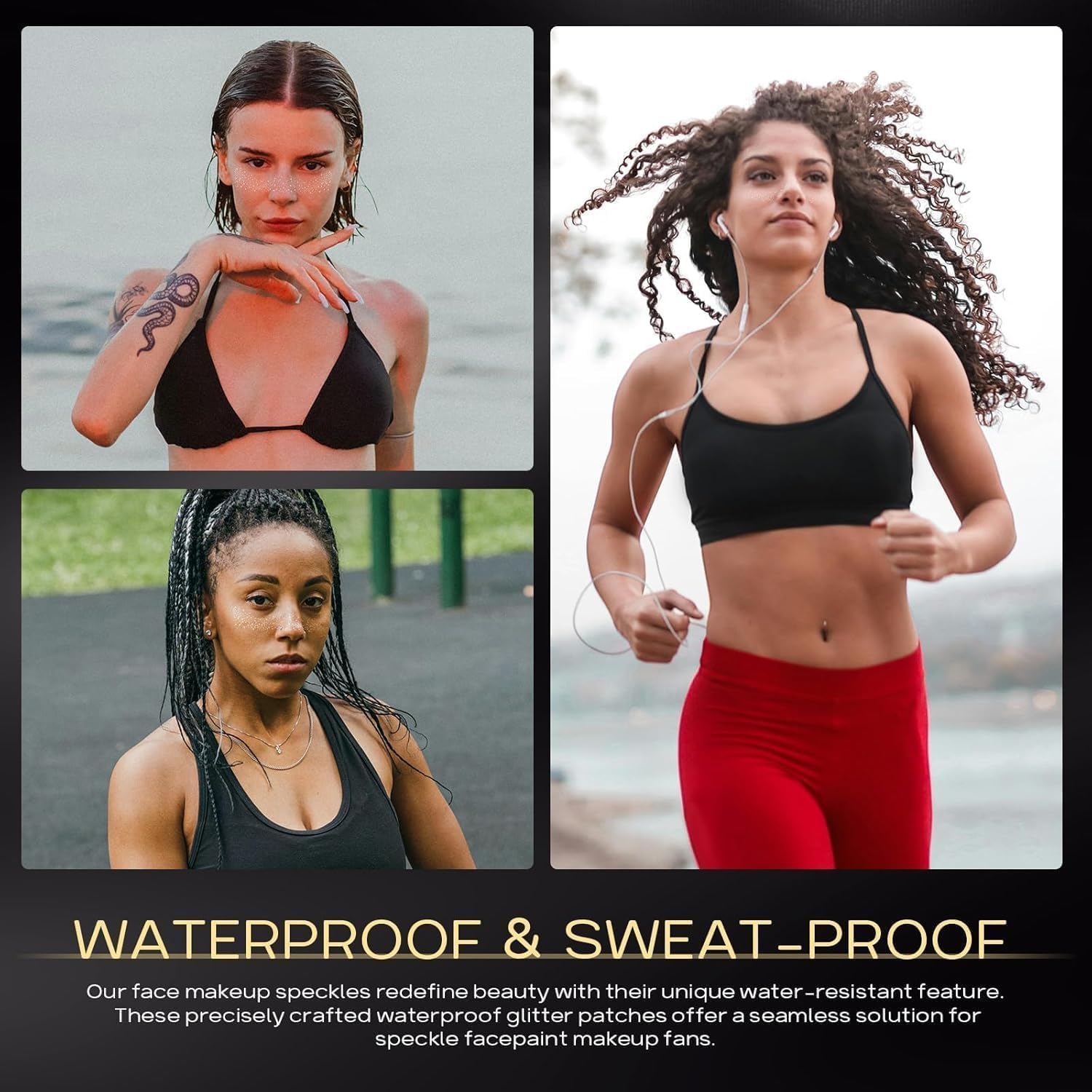 Glitter Freckles Face Tattoo, 10Pcs Glitter Freckles for Face, Gold Sparkle Freckles, Face Glitter Makeup Patches image number 1