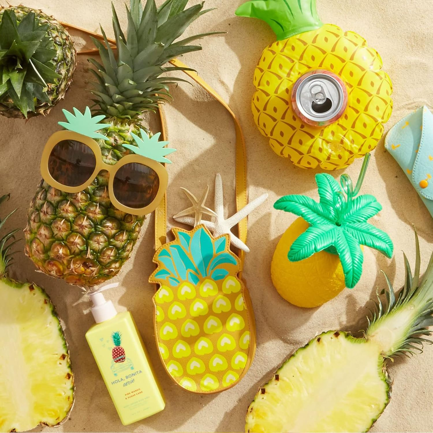 Inflatable Drink Holder 20 Pack Inflatable Pineapple Pool Float Drink Holders Pool Accessories for Swimming Pool image number 1