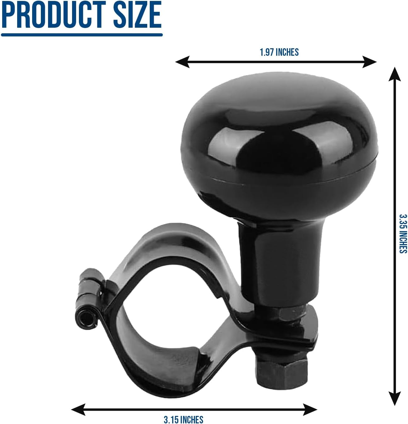 Zento Deals Classic Black Universal Fit Vehicle Steering Wheel Suicide Spinner Premium Quality Power Handles (Black 2) image number 4