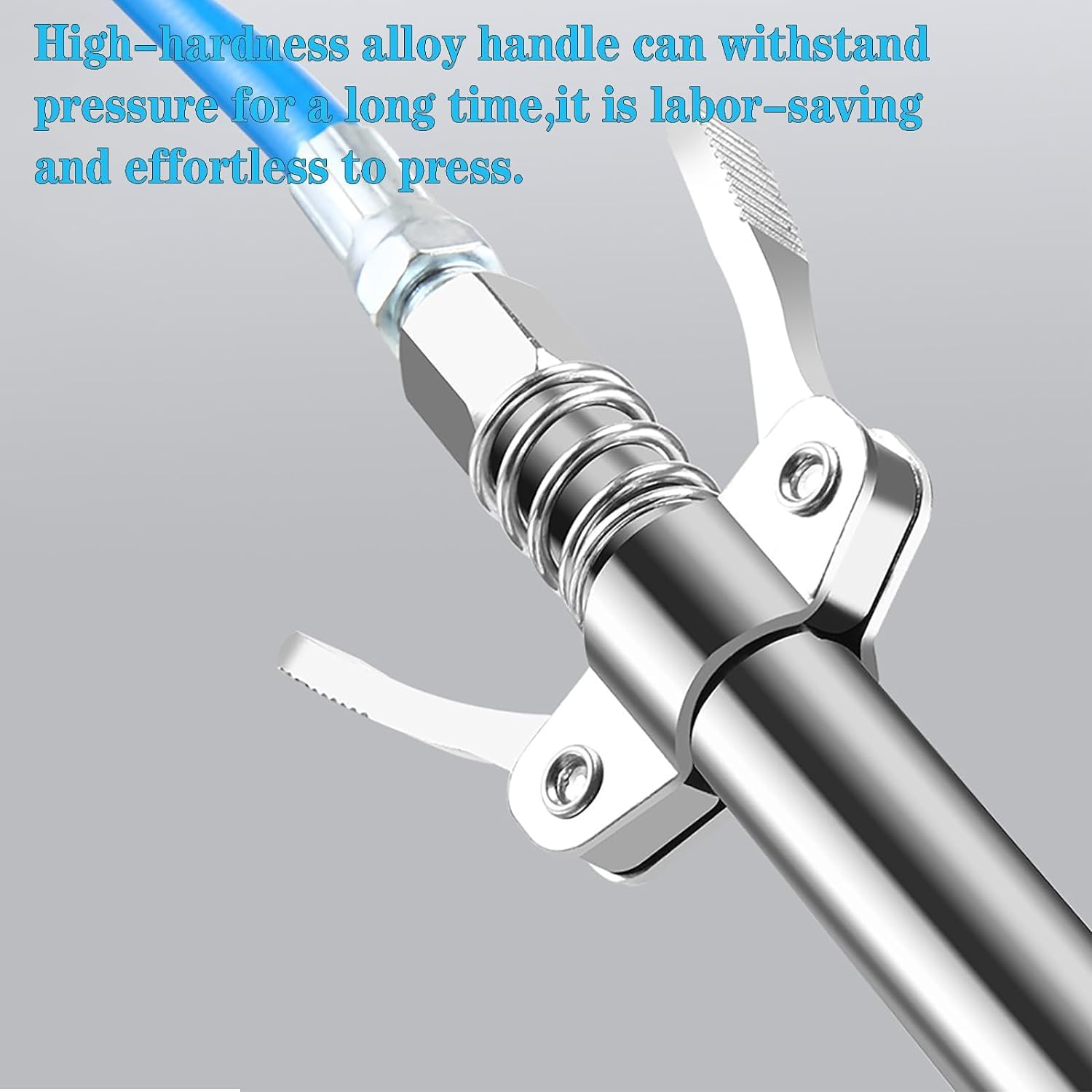 YUENTOEN Grease Gun Coupler with 15.7In Spring Flex Hose, Double Handle Extended Version Heavy Duty Grease Fitting 1/8" NPT 17,000 PSI image number 6