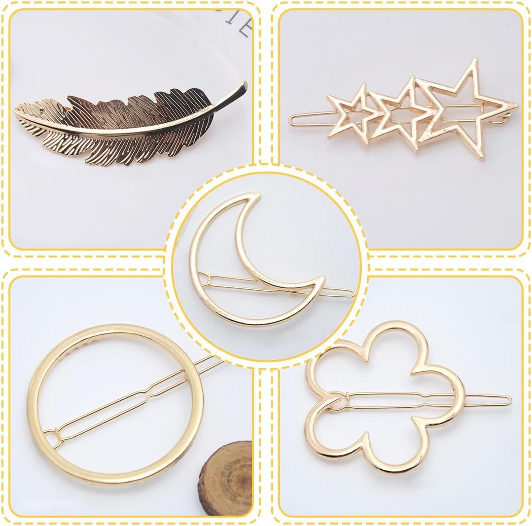 Pack of 10 Metal Hair Clips Cute Hair Clips for Wedding Party Girls Gift Gold and Silver image number 1