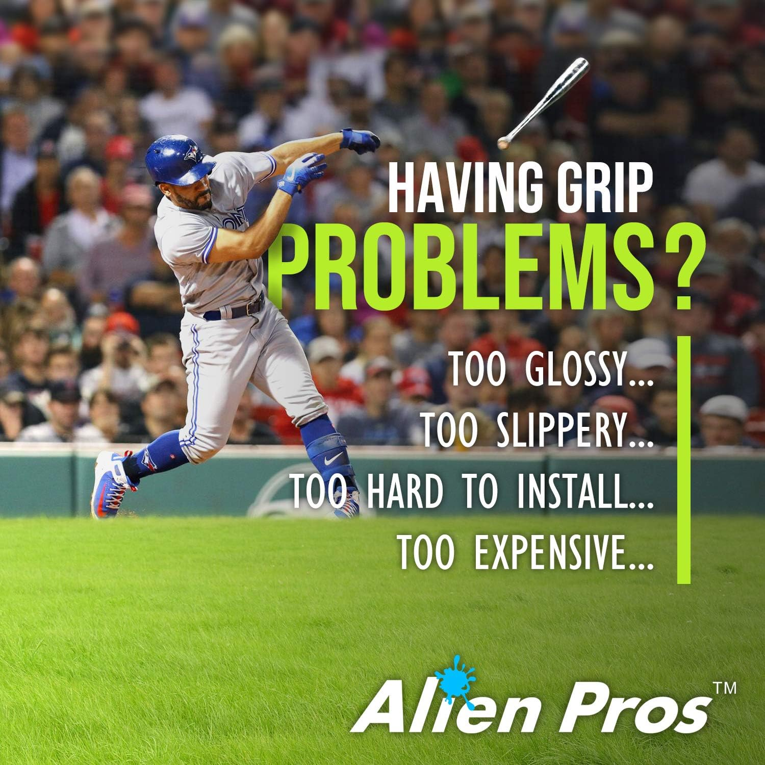 Alien Pros Bat Grip Tape for Baseball (2 Grips/4 Grips) &ndash; 1.1 Mm Precut and Pro Feel Bat Tape &ndash; for Old Baseball Bat Grip &ndash; Wrap Your Bat for an Epic Home Run (2 Grips/4 Grips) image number 4