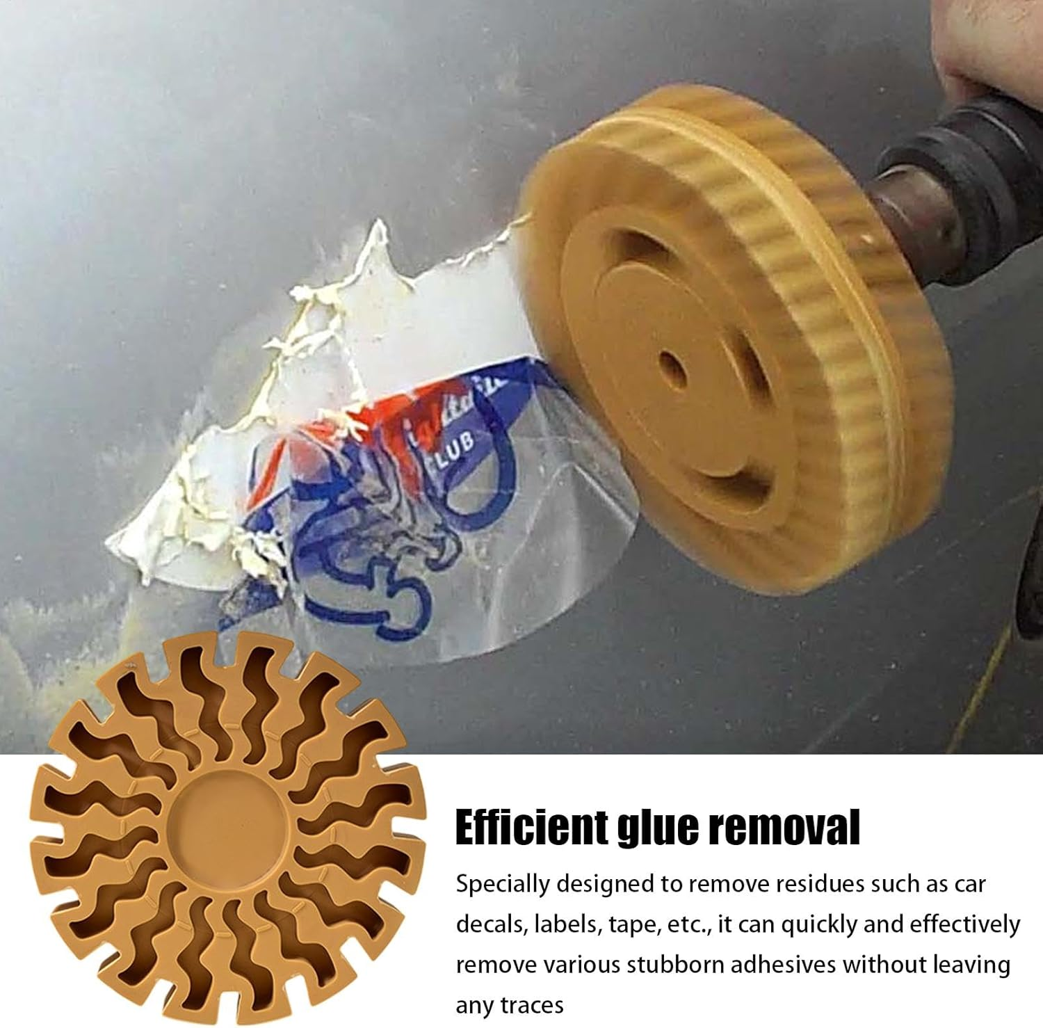 Generico Rubber Wheel for Decals, Wheel for Removing Adhesive | Rubber Drill Rubber for Car | Precise and Efficient Adhesive Wheel Remover for Boats And image number 5