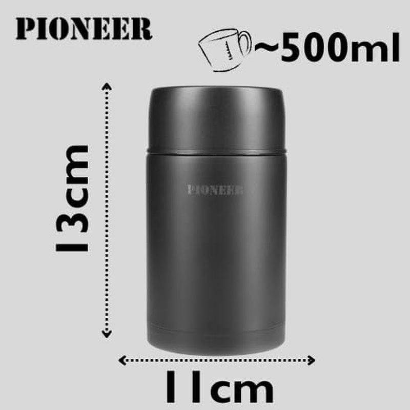 Pioneer Vacuum Insulated Leakproof Soup/Food Flask, 8 Hours Hot 24 Hours Cold, Black, 500 Ml image number 4