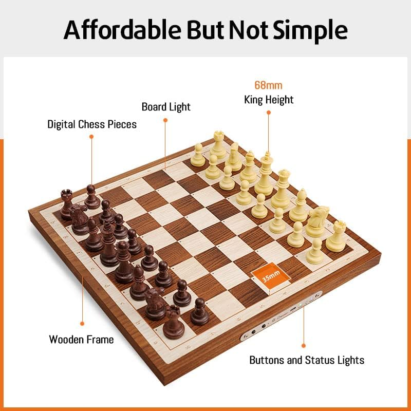 Chessnut Air Electronic Chess Set, a Magnificently Handcrafted Wooden Chess Board with Extra Queens,Leds, AI Adaptive Electronic Chess Set Game and App with Computer Chess Board image number 3