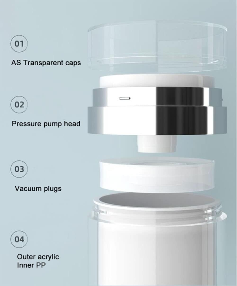 4PCS Airless Pump Jar, Betterjonny 15Ml/30Ml Refillable Moisturizer Dispenser Portable Lotion Cream Jars Vacuum Bottle Travel Cosmetic Jar Air Pump Container for Women Men image number 2