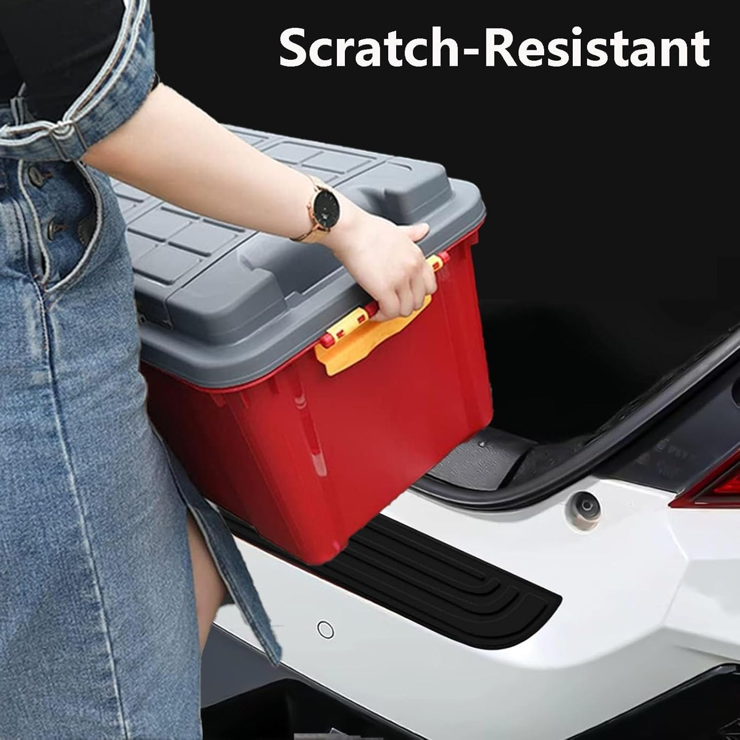 1Pc anti Scratch Rubber Rear Bumper Guard,Anti-Scratch Rubber Car Rear Bumper Cover Anti-Scratch Auto Trunk Door Entry Protector,41 X 3.54 Inch Trimmable, 0.16 Inch Thickness for Suv,Truck image number 4