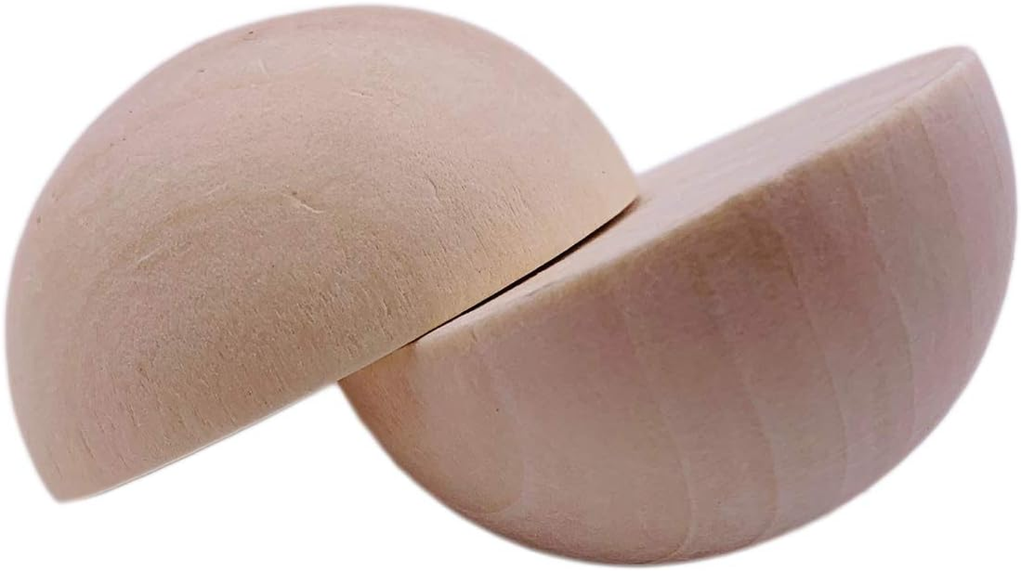 Unfinished Split Wood Balls 20 Pcs 2 Inch Diameters Half Wooden Hemispheres for DIY Projects Kids Arts and Craft Supplies image number 2