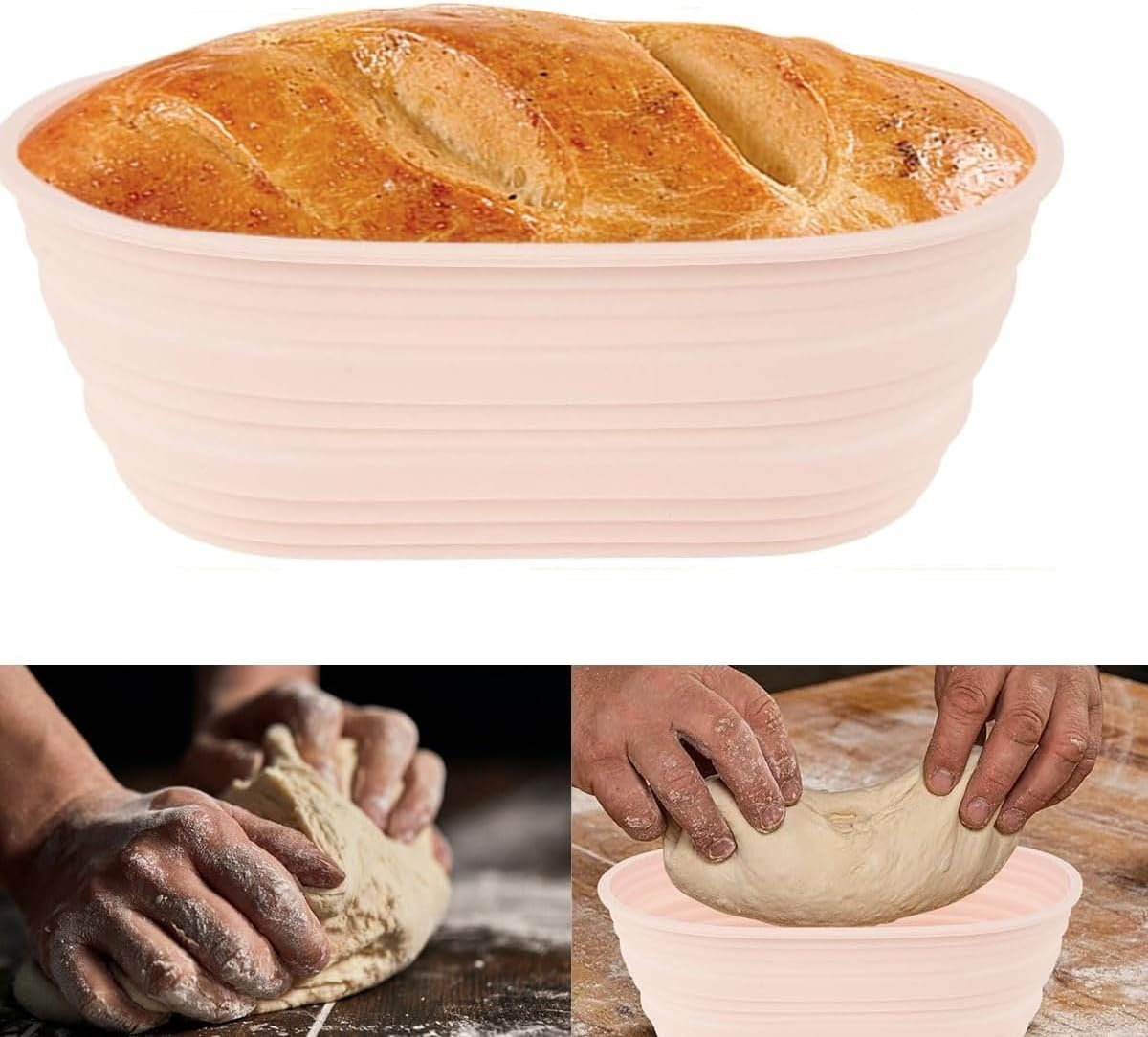 2Pcs Silicone Bread Proofing Basket (Oval 2), Oval Foldable Sourdough Bread, Baking Supplies, Dough Proofing Bowl Containers, Collapsible Bread Bowl image number 6
