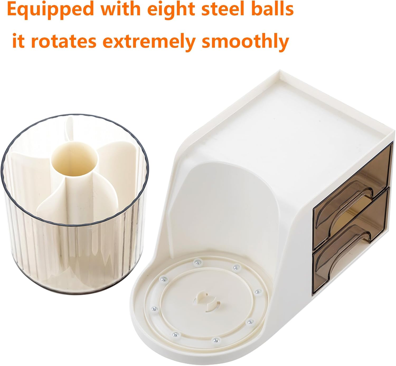 Desk Organizer, 360-Degree Rotating Pen Holder for Desk, Desk Organizers and Accessories with 6 Compartments Pencil Organizer, Art Supply Storage Box Caddy for Office, Home (White) image number 2