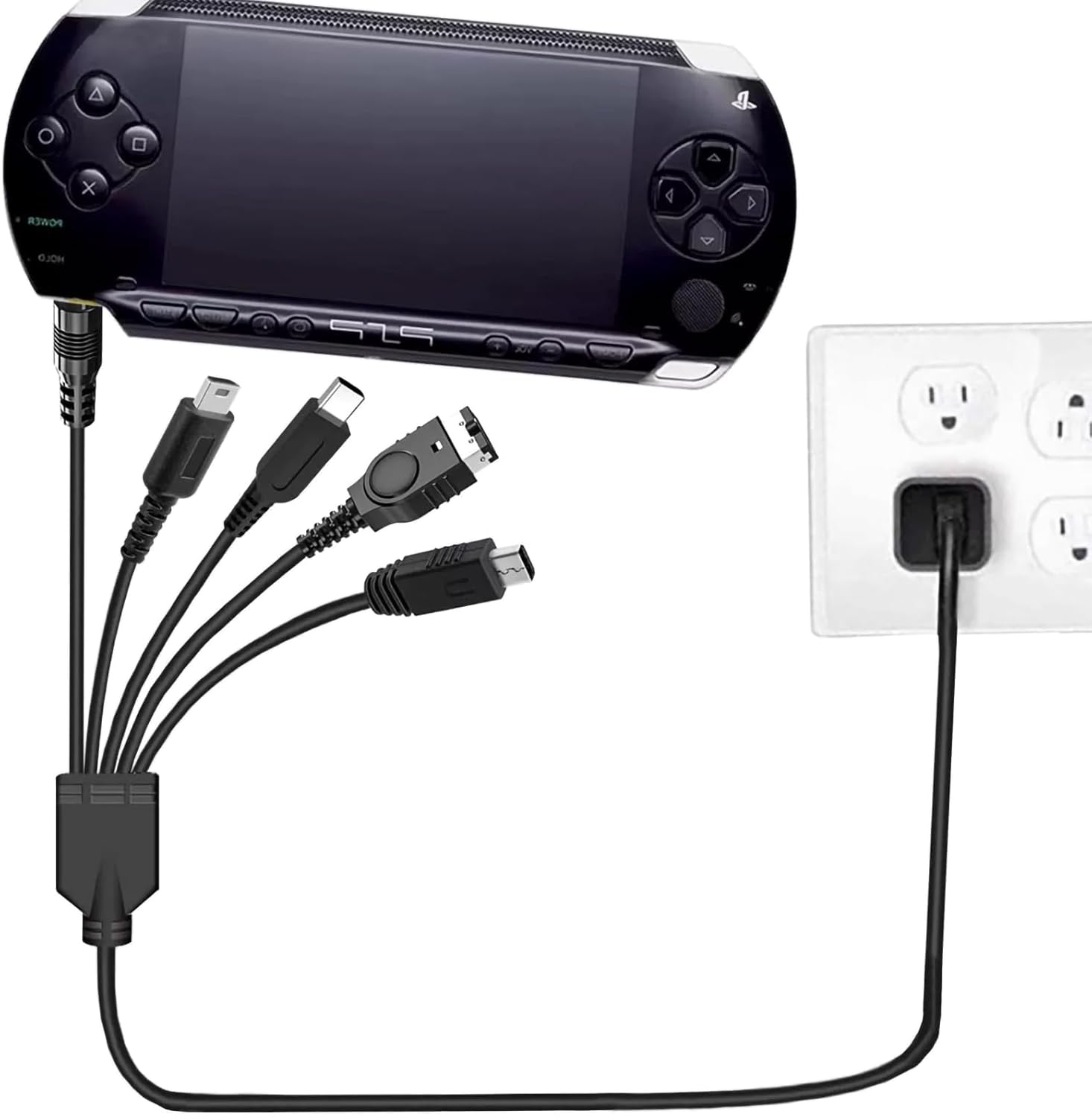 JANGJANG 5 in 1 USB Charger Cable Compatible with Nintendo DS Lite Wii U New 3DS XL/LL 3DS XL/LL 2DS Dsi XL/LL NDS GBA PSP 3000, Multi Function Fast Charging Cord, Universal Gaming Device Charging image number 3