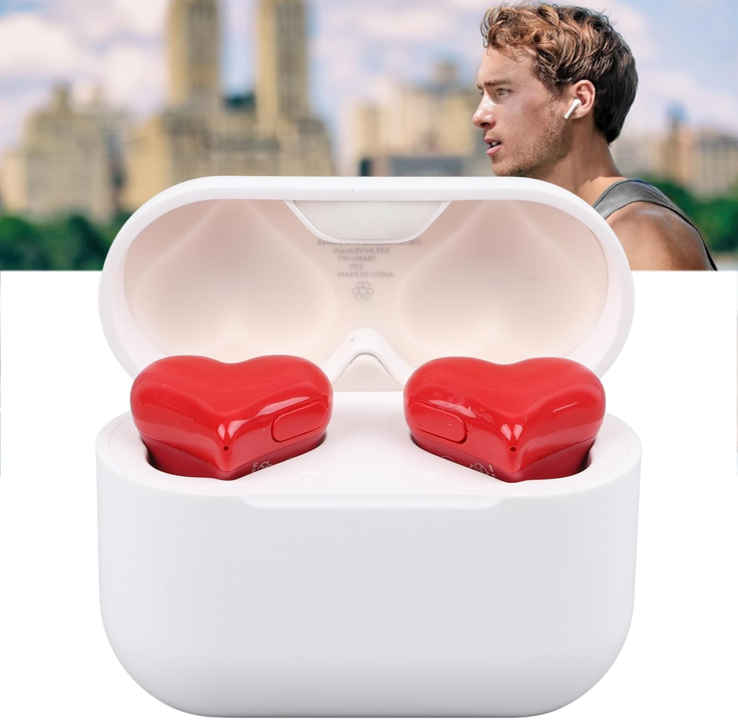 GOWENIC Wireless Earbuds, Stereo Sound Bluetooth Wireless Headphones with Noise Canceling, Heart Shaped Design and 3 Pairs Earbuds, for Phone Laptop image number 4