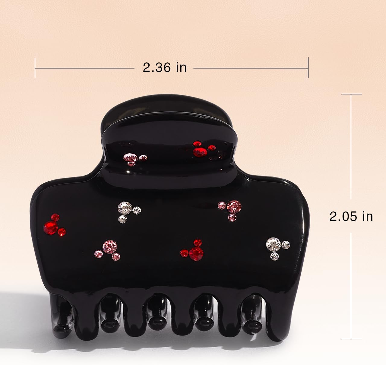 Mickey/Minnie X Kitsch Recycled Plastic Rhinestone Puffy Claw Clips, Hair Clips for Women Girls, Hair Claw Clips for Thick Hair, Claw Hair Clips for Thin Hair, Hair Accessories for Women, 1Pc (Black) image number 4