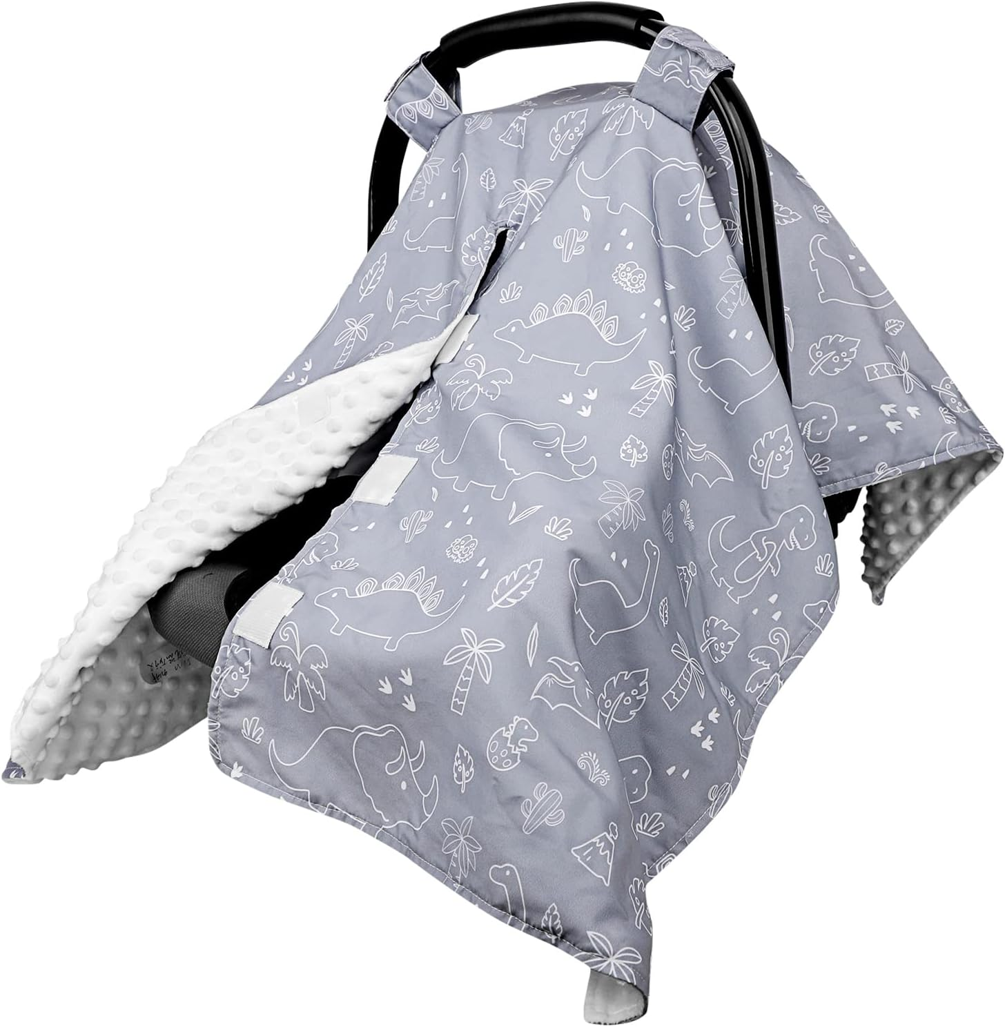 Car Seat Covers for Babies, Peekaboo Opening Infant Car Seat Canopy for Baby Boys Girls, 2 in 1 Mom Nursing Breastfeeding Covers, Minky Warm Carseat Canopy for Newborn, Pink Flower