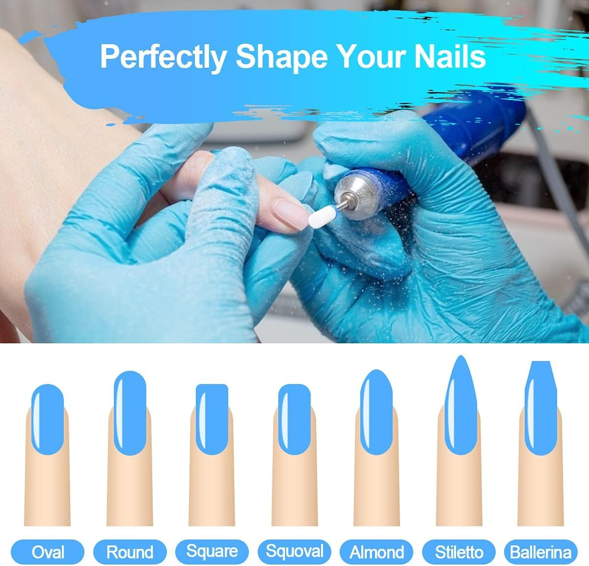 URAQT Ceramic Nail Drill Bits Sets, 10 Pcs Electric Nail Drill Bits Kit 3/32", Professional Cuticle Polishing Bits for Acrylic Gel Nails, Electric Nail Files Manicure Pedicure Drill Tool