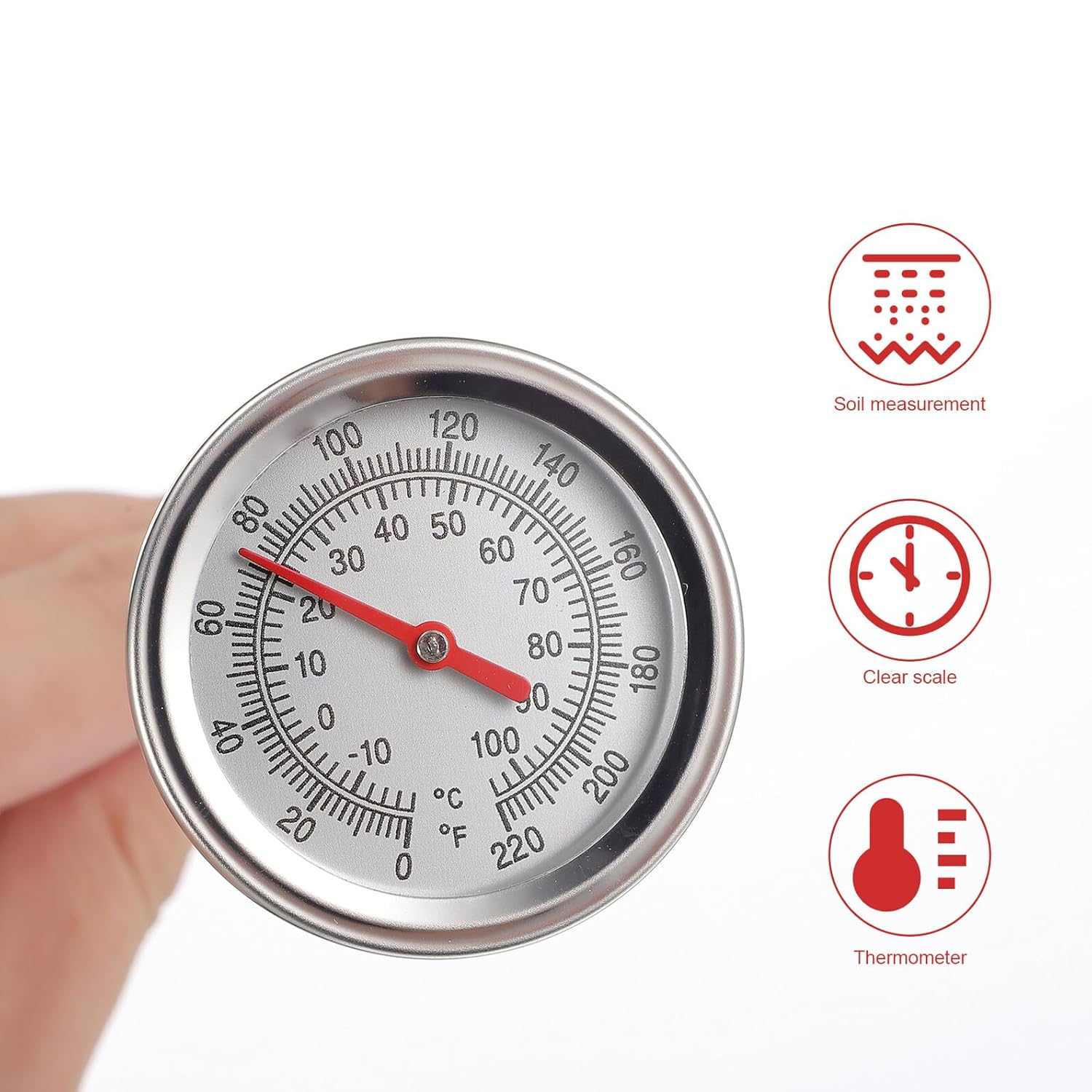 Extended Probe Soil Thermometer with Stainless Steel Sensor Accurate Temperature Detector for Gardening Compost Indoor Outdoor Plant Growth Monitoring image number 4
