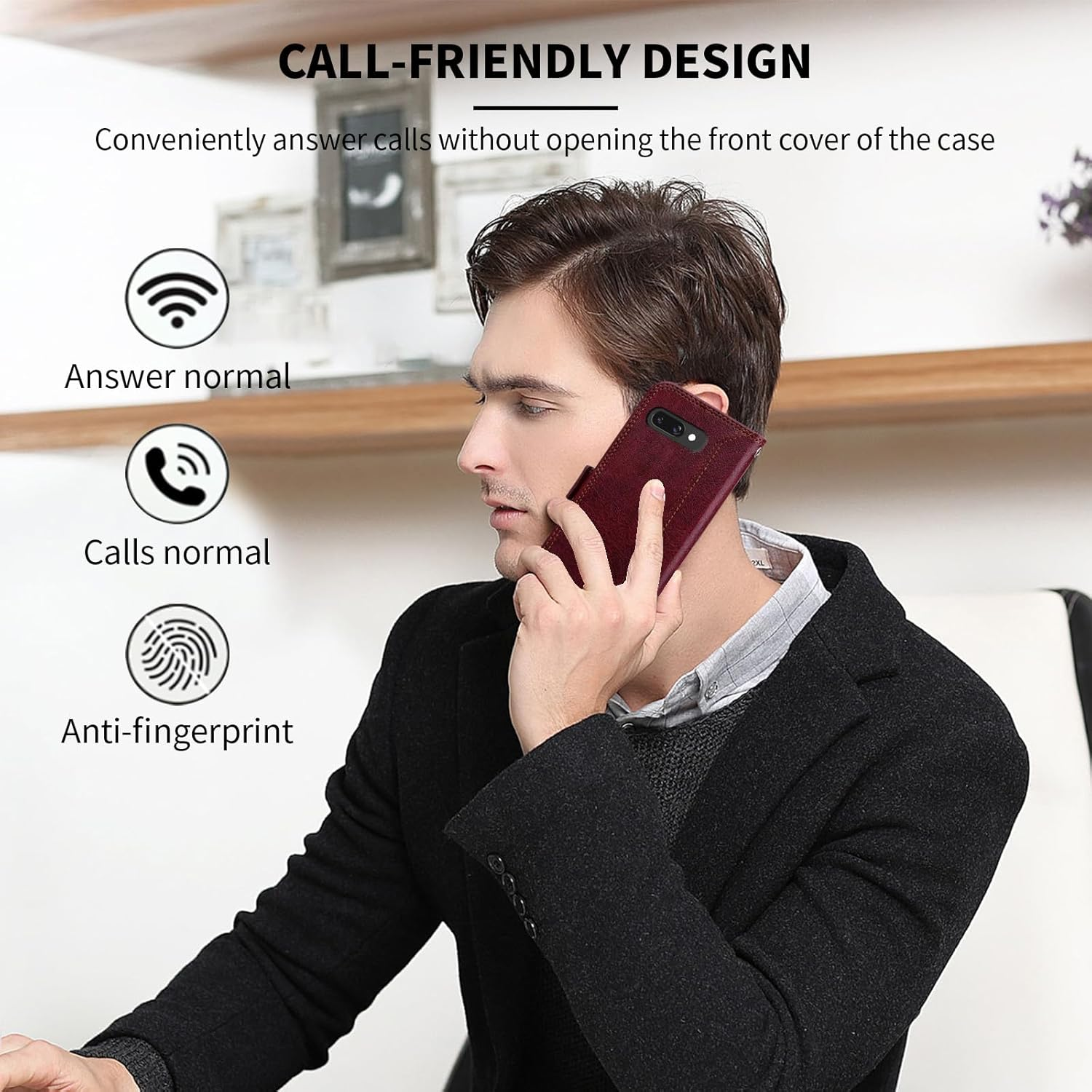 Oduio for Google Pixel 9A Wallet Case Leather Flip Folio Case with Card Holder Kickstand Shockproof Magnetic Protective Phone Cover for Men Women Pixel 9A RFID Wallet Cases 6.3 Inch Wine Red image number 2