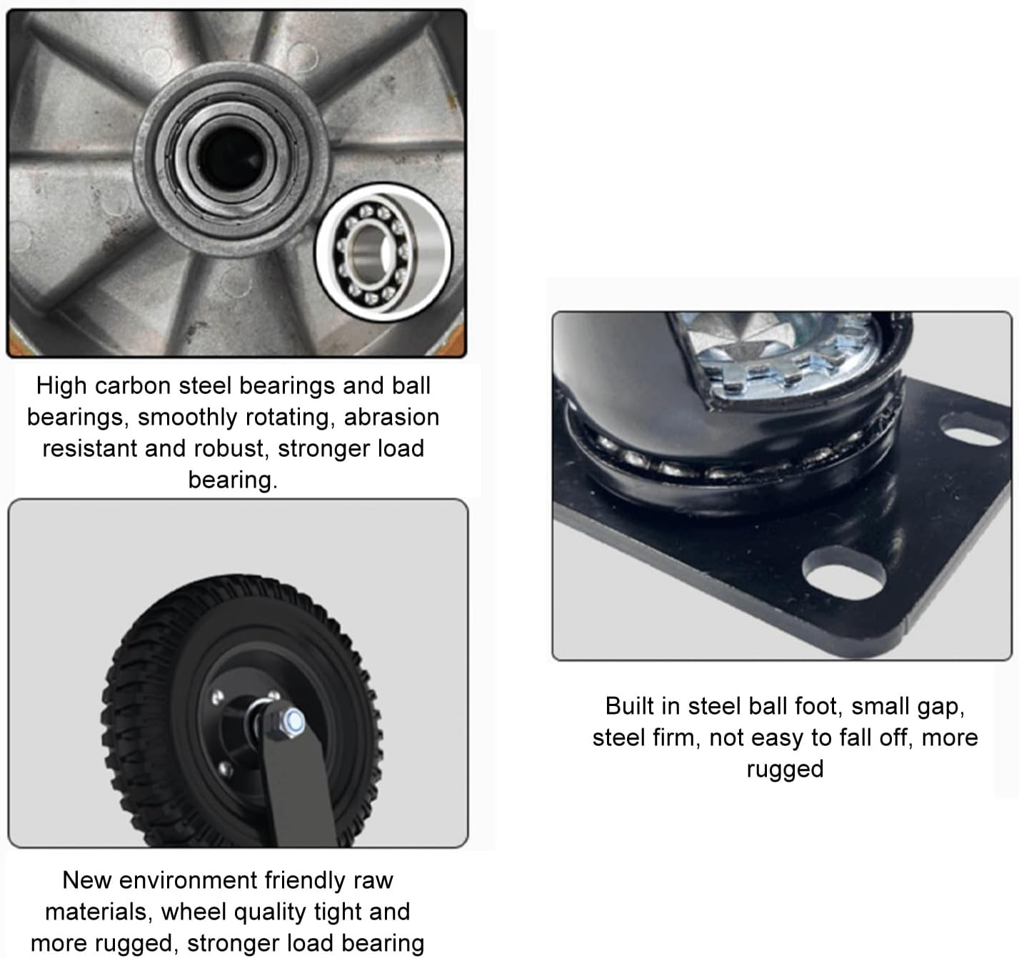 600Lbs Load Capacity Gate Wheel, 8In Metal Gate Support Wheel, Spring Loaded Gate Caster Wheel for Swing or Rolling Gates - Universal Mount Plate, Rubber Wheels, Proof (Black)