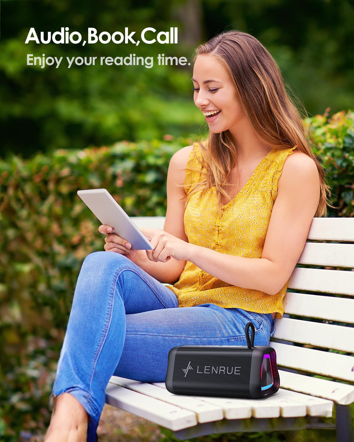 LENRUE Portable Bluetooth Speaker with LED Lights, IPX5 Waterproof Wireless Speaker with 360&deg; Stereo Sound for Outdoors & Home Use image number 5