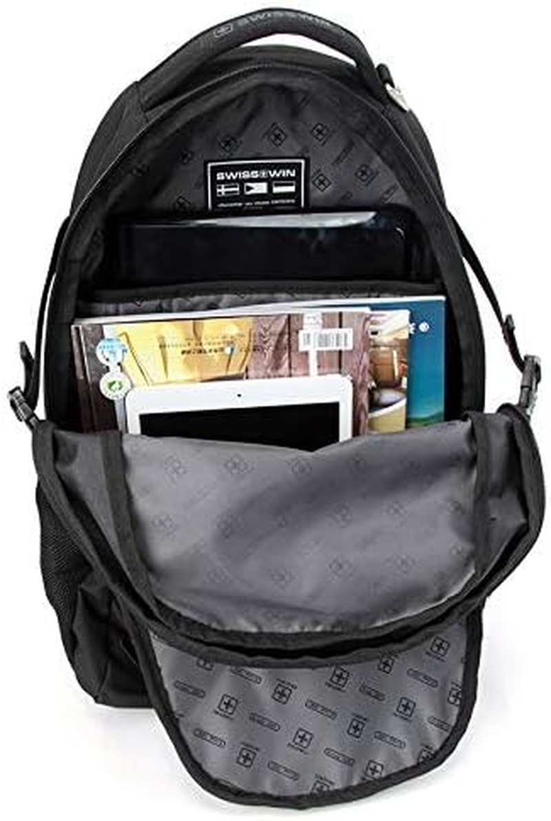 SWISSWIN Swiss Waterproof Business Backpack Travel Backpack College School Backpack Casual Daypack Daily Shoulder Bag SW9031 Black 15 Inch Laptop Notebook Backpack for Men Womens Boys Girls image number 4