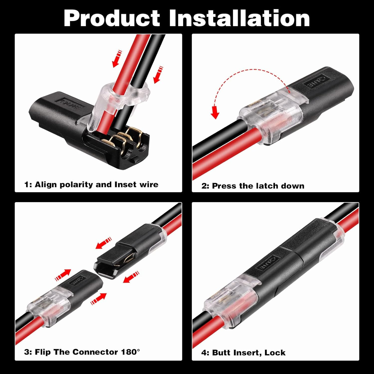 JIZZU Low Voltage Wire Connectors, 2 Pin Electrical Connectors Compact Wire Terminals, Quick Dual Wire Terminal Block No Wire-Stripping Required Compact Conductor Cable Connectors for 18-22Mm AWG (32) image number 4