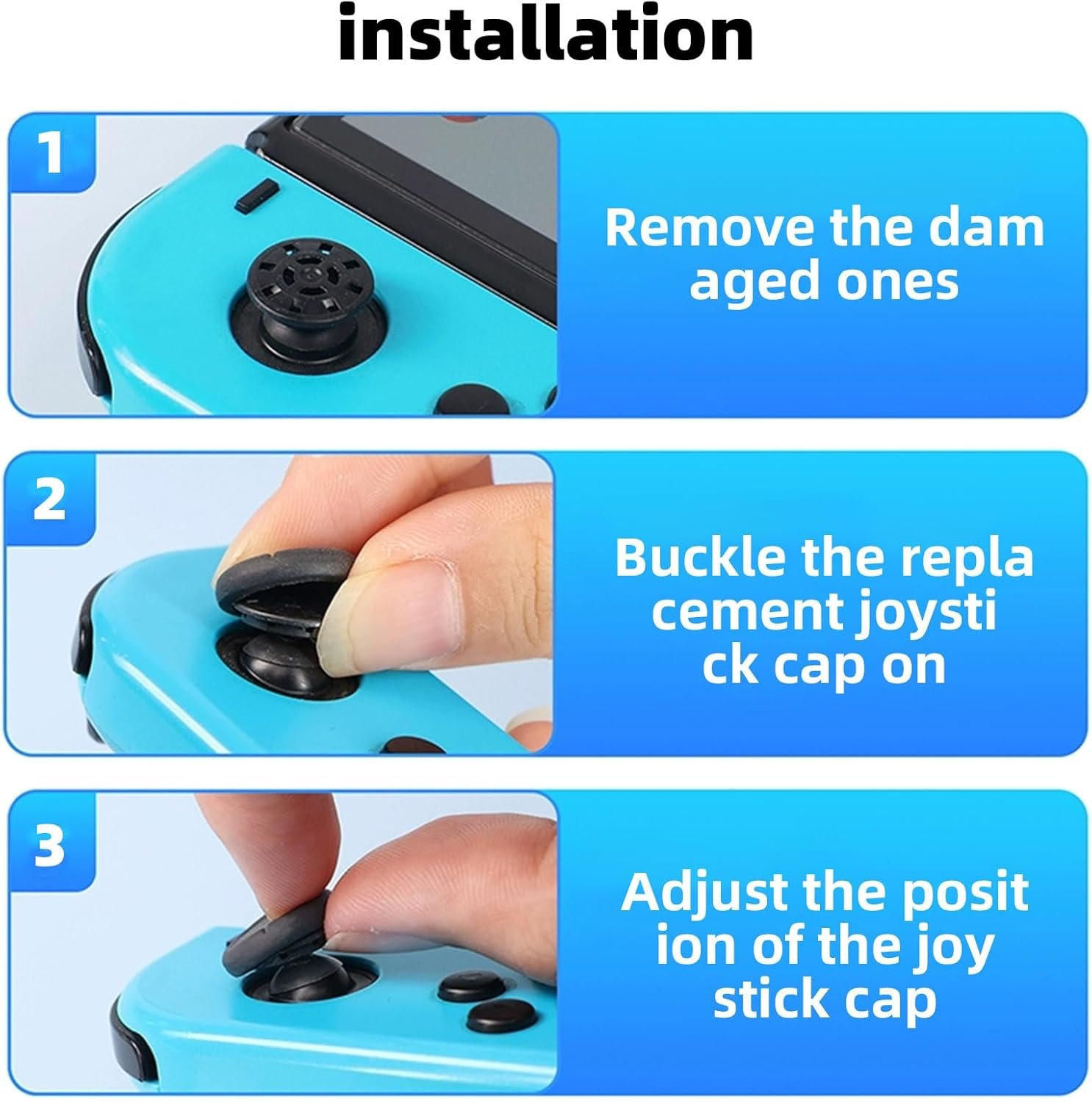 Xolixorium 4PCS Replacement Thumb Caps for Nintendo Switch & Switch Lite - Soft Silicone Analog Thumbstick Grips Compatible with Joy-Con Controllers (Black and White) image number 2