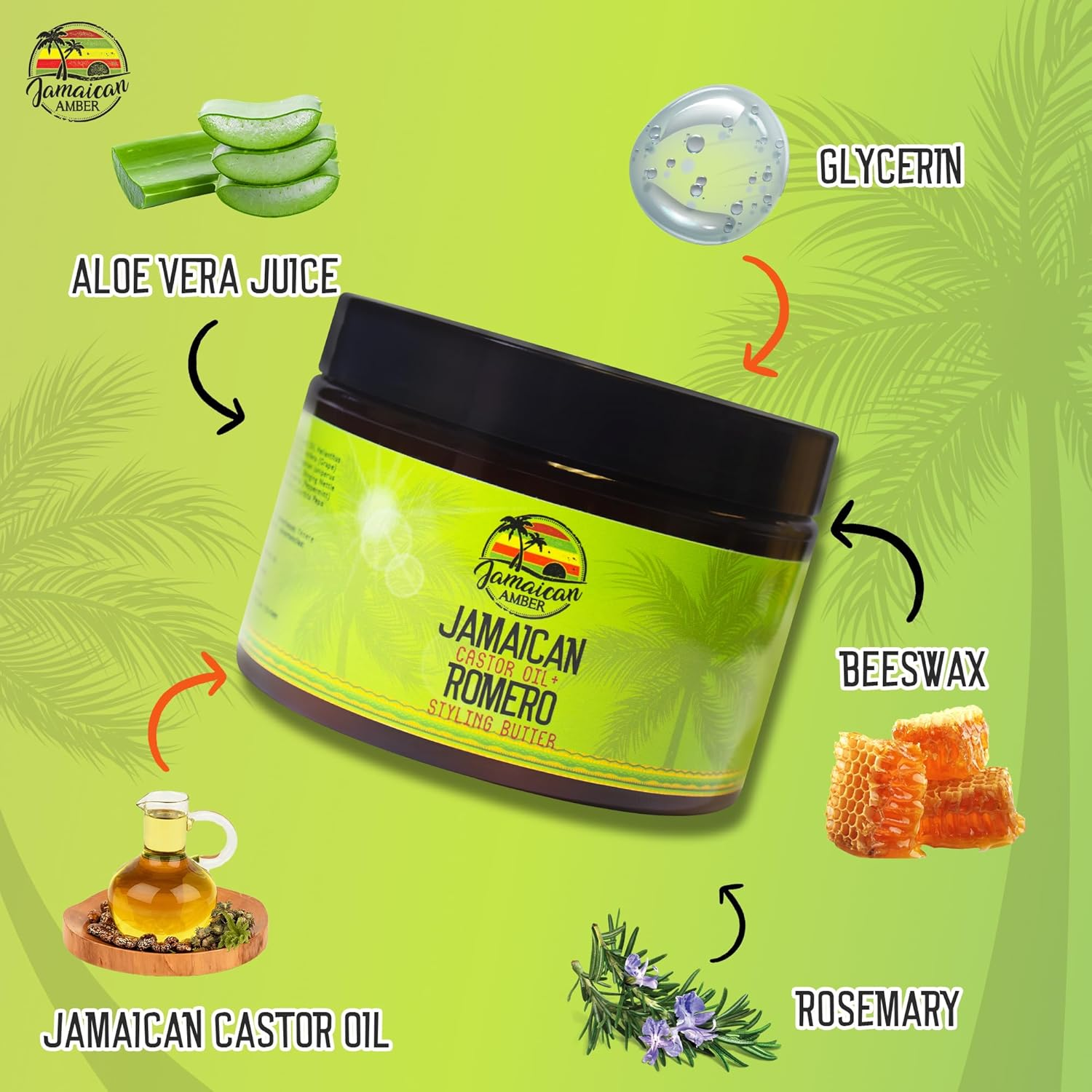 Rosemary Hair Styling Gel &ndash; 12 Fl Oz - with Castor Oil for Strong, Damage-Preventing Hair Locks - Nourishing and Promote Hair Strength by Jamaican Amber image number 3