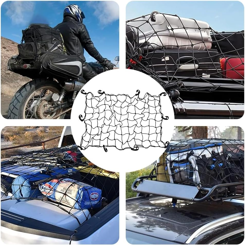 Heavy-Duty Cargo Net, 120X80 Cm Universal Car Net for Pickup Trucks & Suvs, 10Reinforced ABS Hooks, Large Adjustable Elastic Heavy Duty Luggage Net, Secures Roof Rack & Truck Bed Loads image number 1