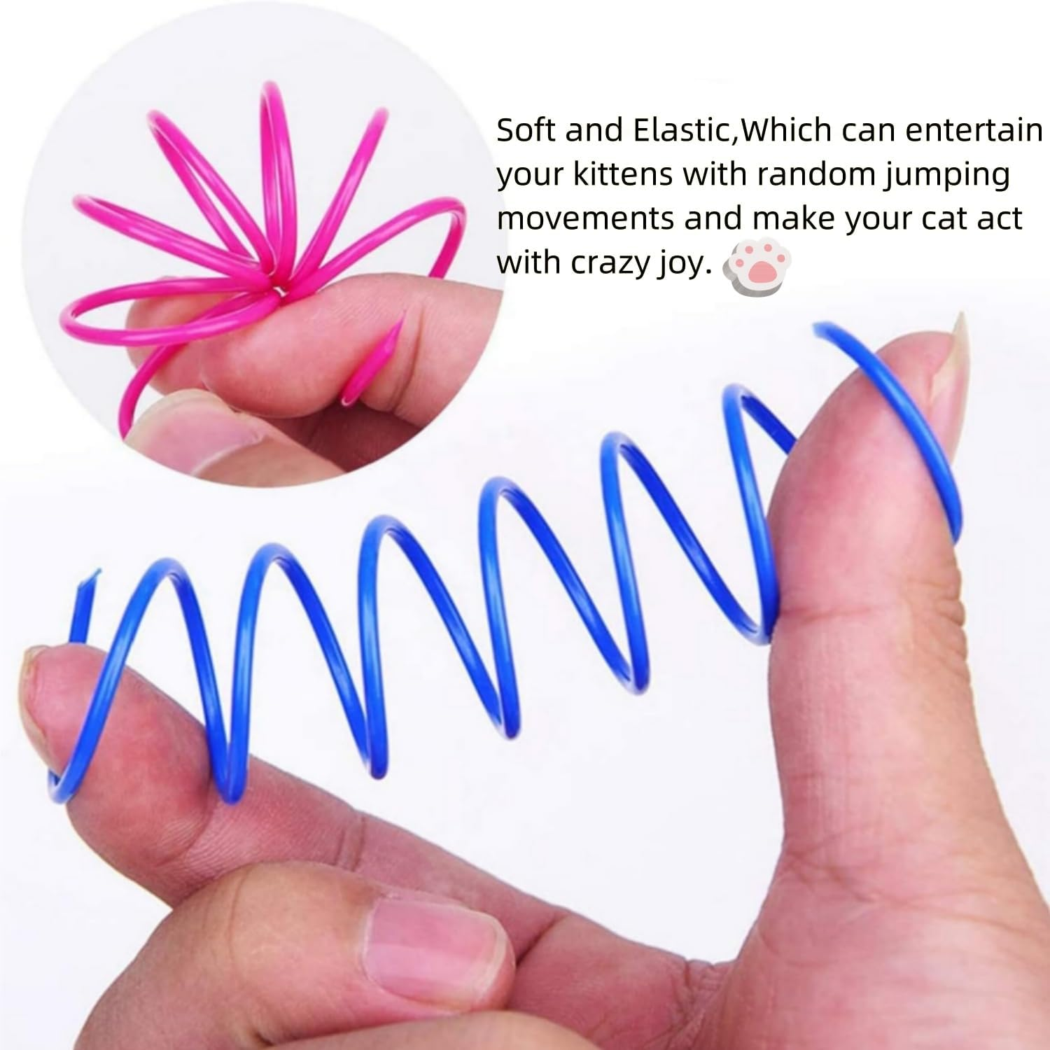 32 Pack Cat Spring Plaything, Colorful Interactive Cat Plaything Plastic Coil Springs Cat Toy for Swatting, Biting, Kitten Plaything image number 2