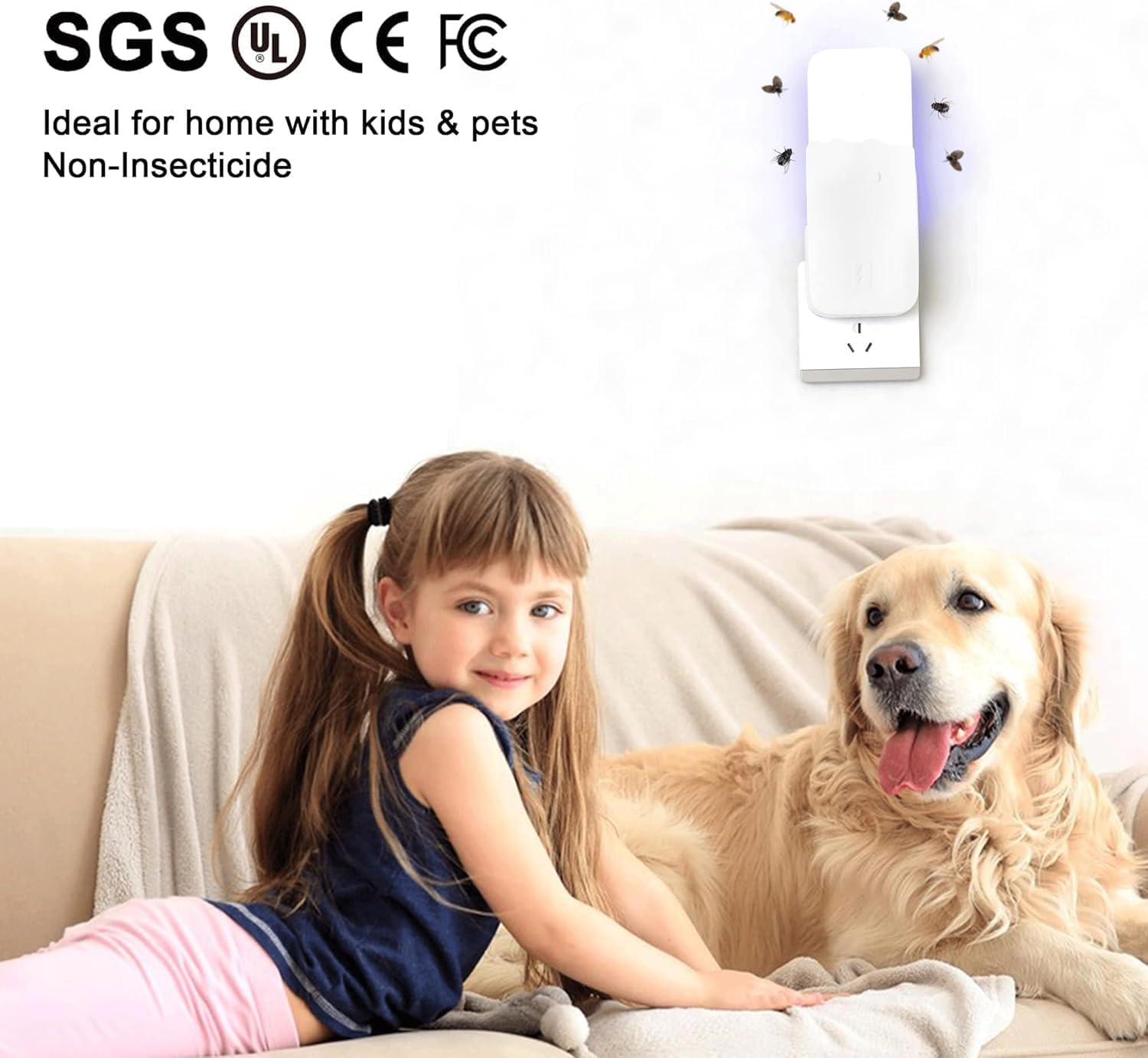 Jiaozoum Flying Insect Trap Plug-In Mosquito Killer Indoor, Gnat Moth Catcher Fly Tapper, Bug Zapper with Night Light UV Attractant Catcher for Home Office(2 Pack) image number 6